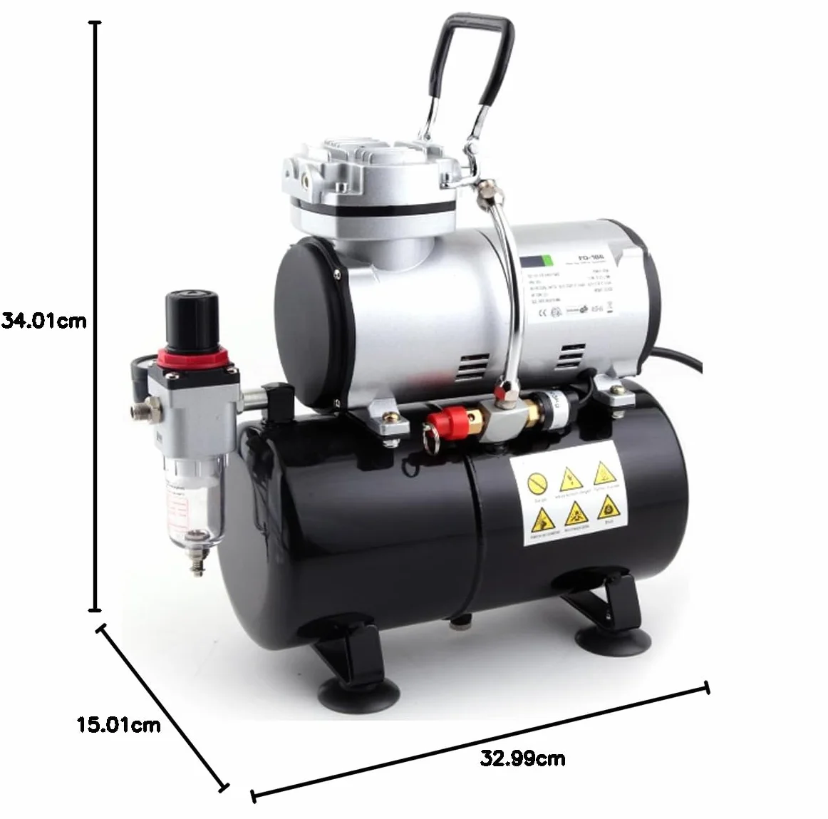 Fengda Profesjonalny Aerograf Sprężarka FD-186 ze zbiornikiem powietrza/Regulatorem ciśnienia / 3L / 4 bary/wyłącznik automatyczny