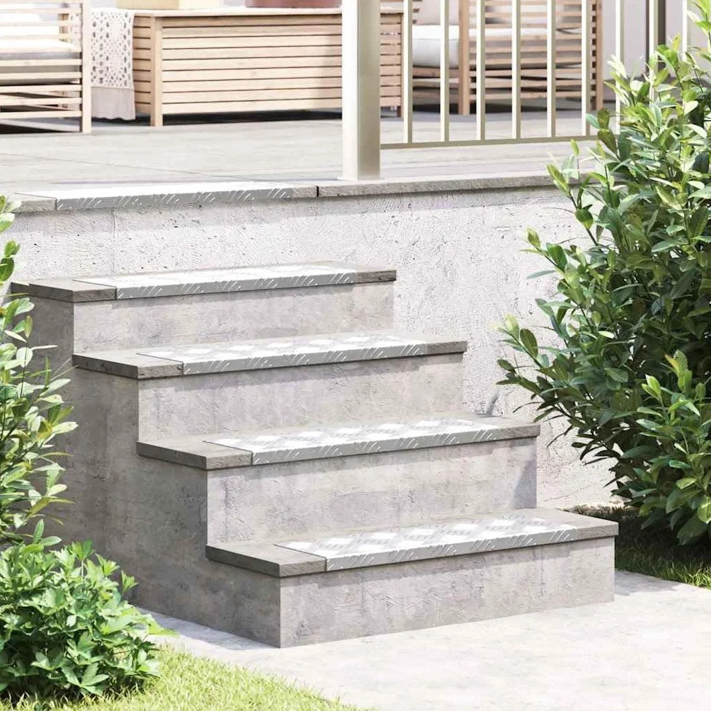 Aluminiowe stopnie schodowe, 10 sztuk, srebrne, 60 x 18 x 2,5 cm, antypoślizgowe elementy schodowe do użytku wewnątrz i na zewnątrz, trwałe bezpieczeństwo, łatwe w pielęgnacji, odporne na