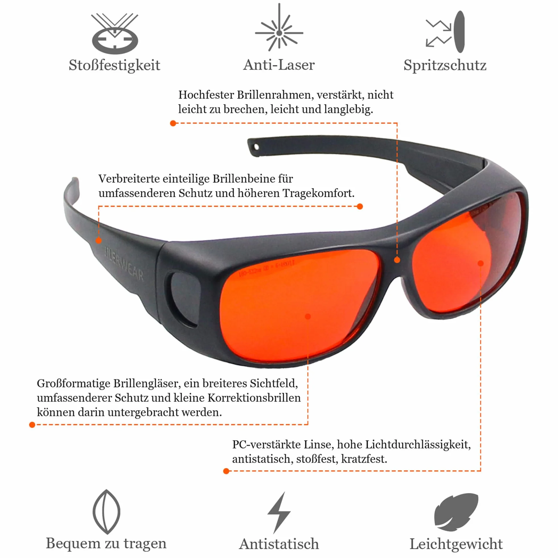 JILERWEAR OD6+ ochronne okulary ochronne 180 nm m-540 nm profesjonalne laserowe okulary ochronne do 405 nm, 445 nm, 532 nm i fioletowe/niebieskie/zielone okulary ochronne 450 nm (specjalnie do lasera