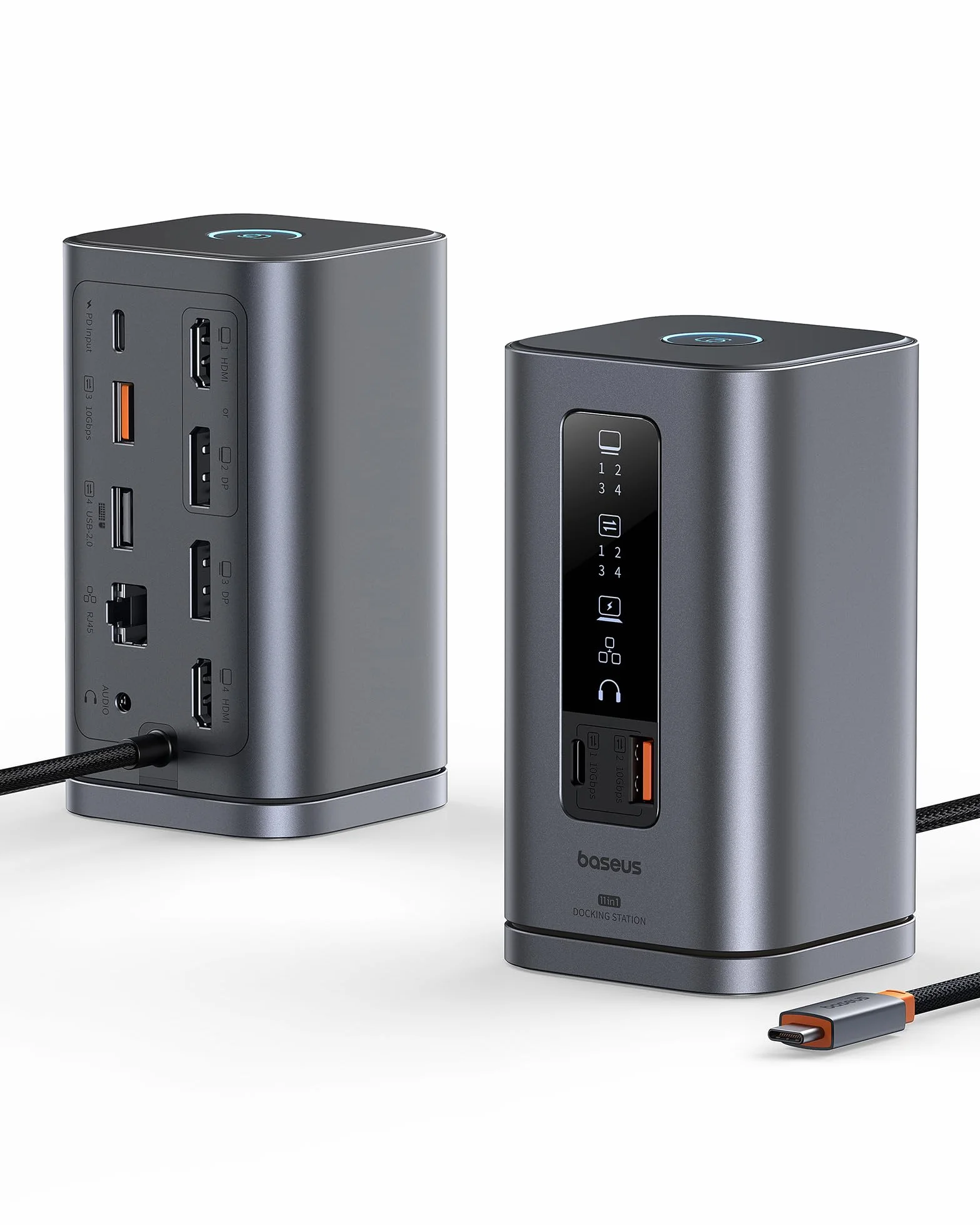 Baseus Stacja dokująca Spacemate Series 11 w 1 stacja dokująca 3 monitory z 2 x HDMI 1 x DP 4K @ 60 Hz, 3 x USB-A/C 10 Gb/s, 1 Gbps Ethernet, 100 W PD, kompatybilna z laptopem
