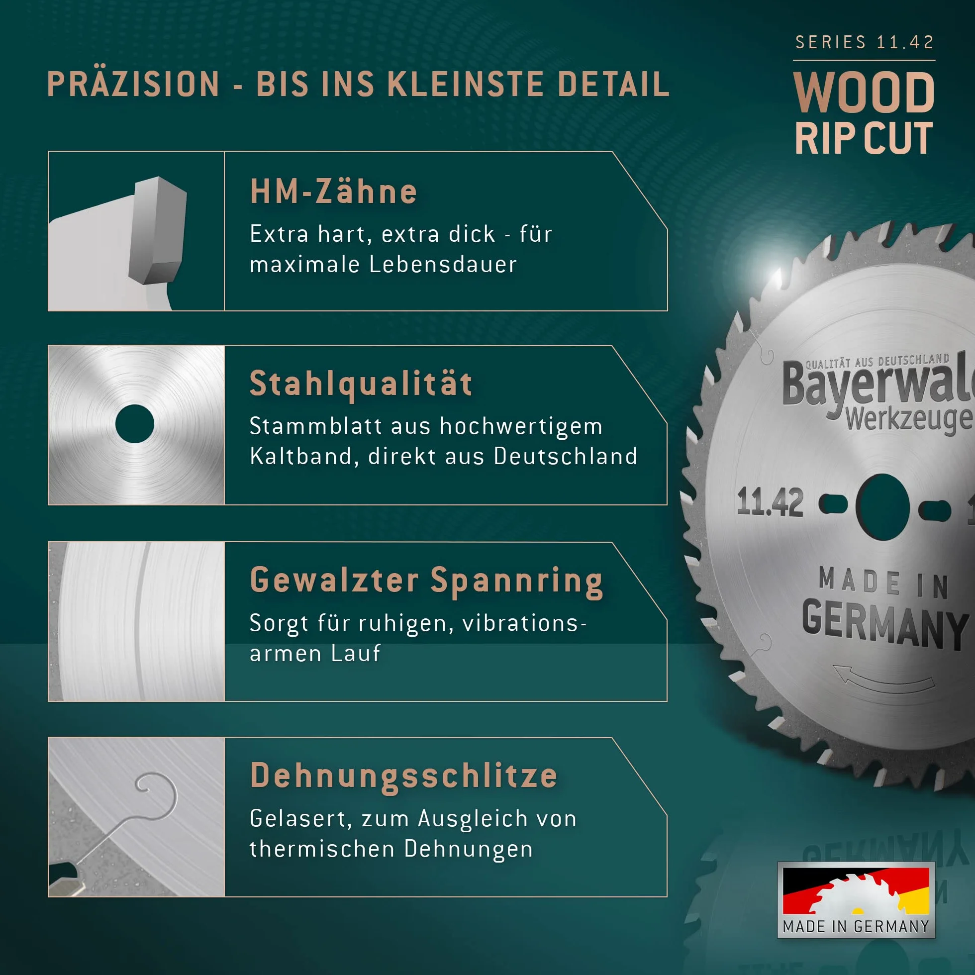 Bayerwald – HM brzeszczot do piły tarczowej – Ø 700 mm x 4,2 mm x 35 mm | zęby wymienne (42 zęby) | grube, szybkie cięcie – drewno opałowe i materiały drewnopochodne | do pilarek stołowych, pilarek