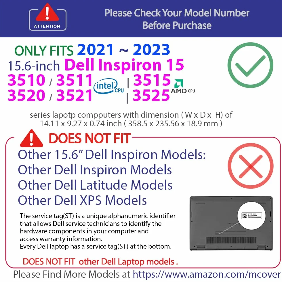 mCover Etui kompatybilne tylko z laptopami Dell Inspiron 15 3510 3511 3515 3520 3521 3525 3530 3535 (nie pasuje do innych modeli Dell) (Aqua)