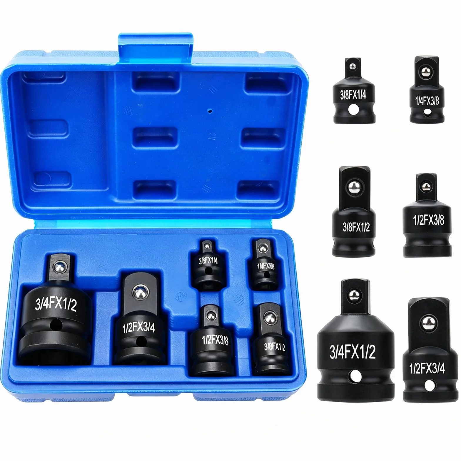 6-częściowy zestaw adapterów nasadowych, 1/4" 3/8" 1/2" 3/4", adapter redukcyjny do napędu czworokątnego, adapter narzędziowy do grzechotki i drążka dynamometrycznego