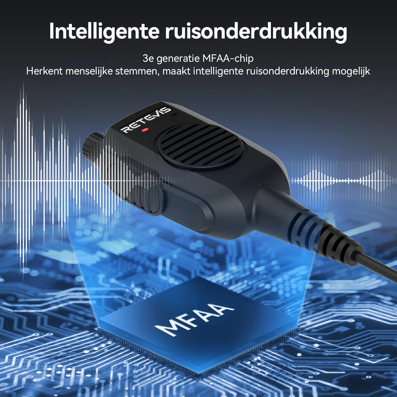 Retevis HM005 Dwukierunkowy Głośnik Radiowy Mic,Radiowy Mic z Redukcją Szumu AI,Dwukierunkowy Mikrofon Radiowy MIC Kompatybilny z Retevis HD1 RT29 NR630S RT648 NR30 RT87(1 Sztuki)