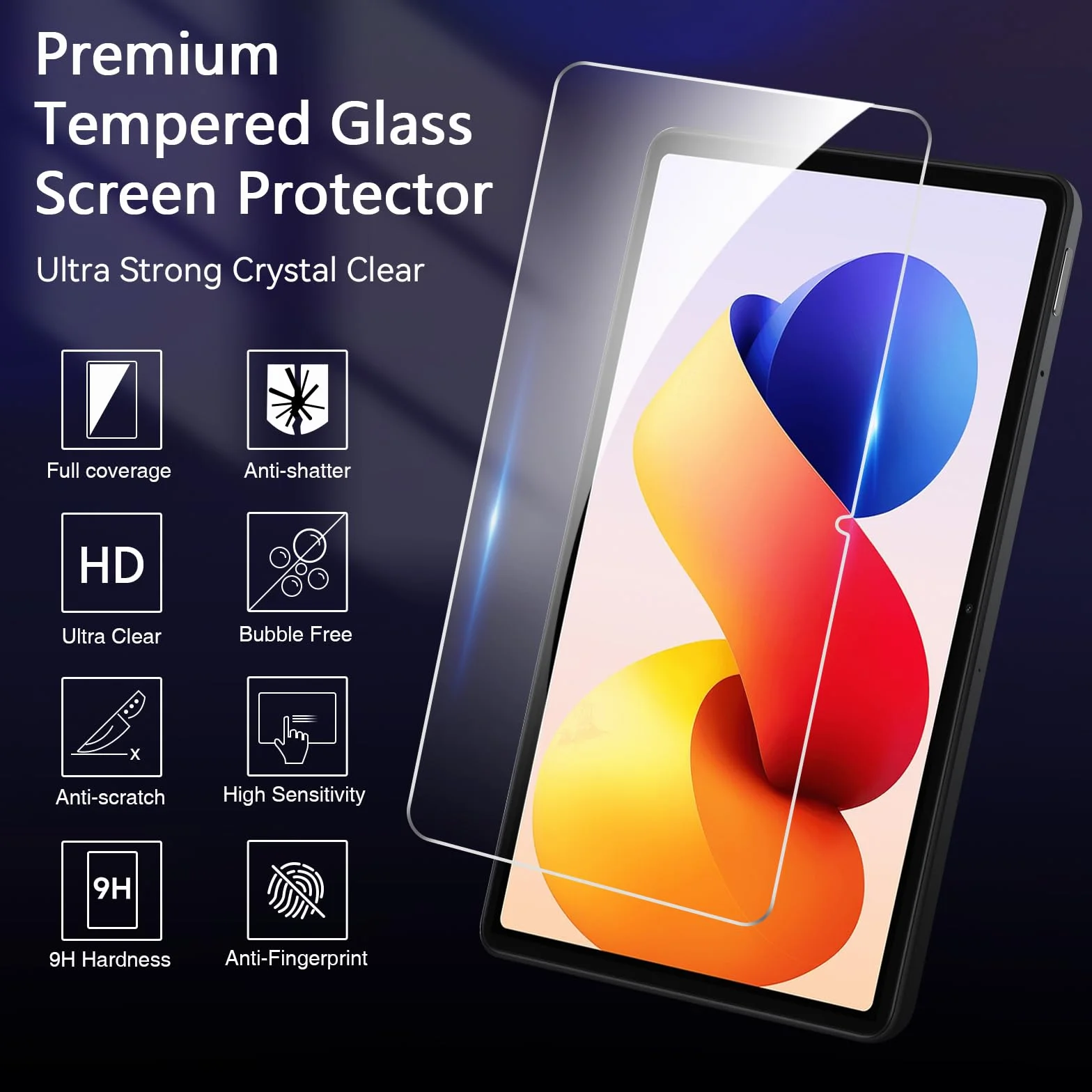 ivoler 2 sztuki folii ochronnej ze szkła ochronnego do Xiaomi Redmi Pad 2 Pro / Poco Pad M1 / Redmi Pad Pro 4G / 5G / Poco Pad 12,1 cala, szkło pancerne o twardości 9H, folia odporna na zarysowania