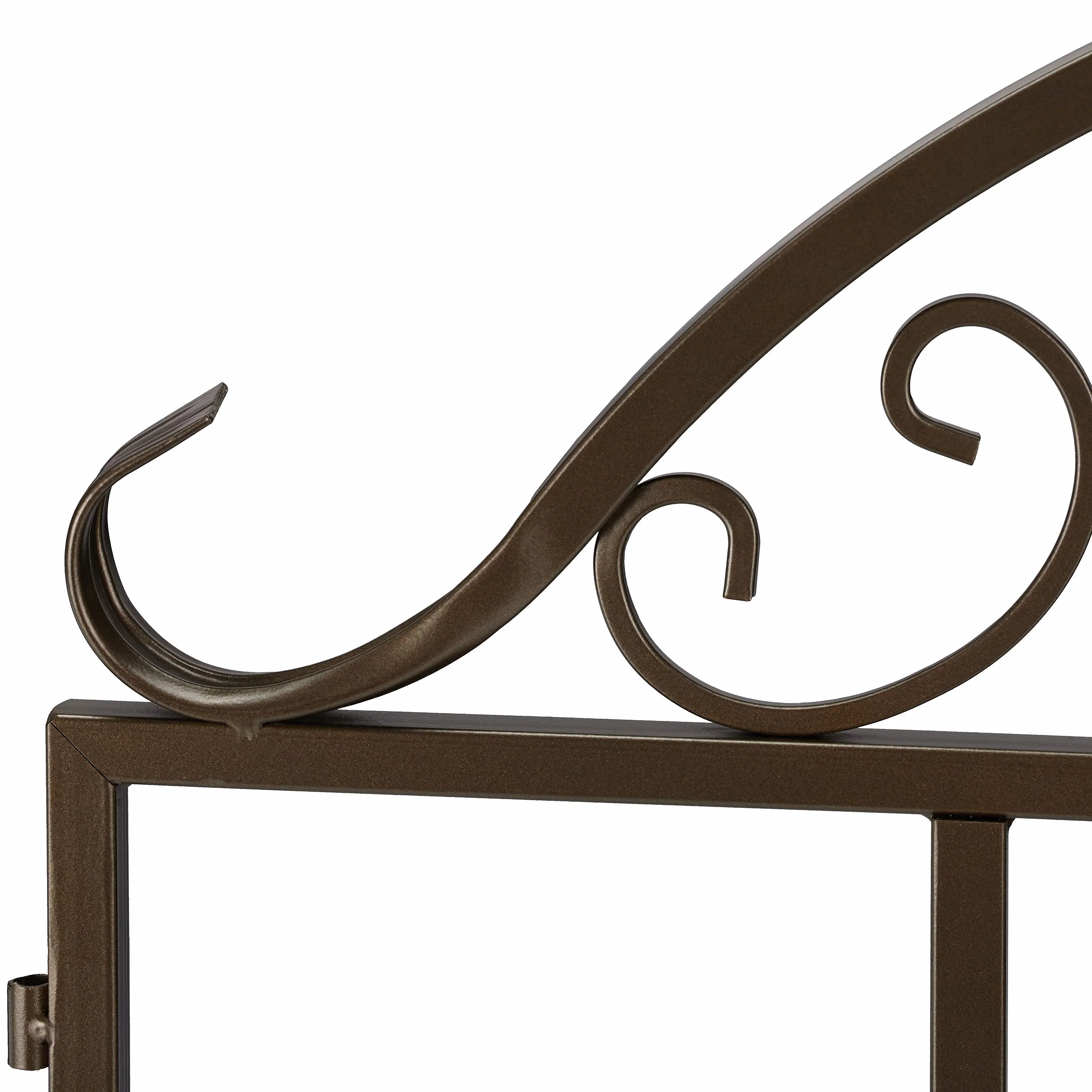 Relaxdays Bramka ogrodowa, 3-częściowa, stal, ornamenty z furtką ogrodową, drzwi ogrodowe z 2 elementami ogrodzenia, wys. x szer.: 98,5 x 185 cm, brąz