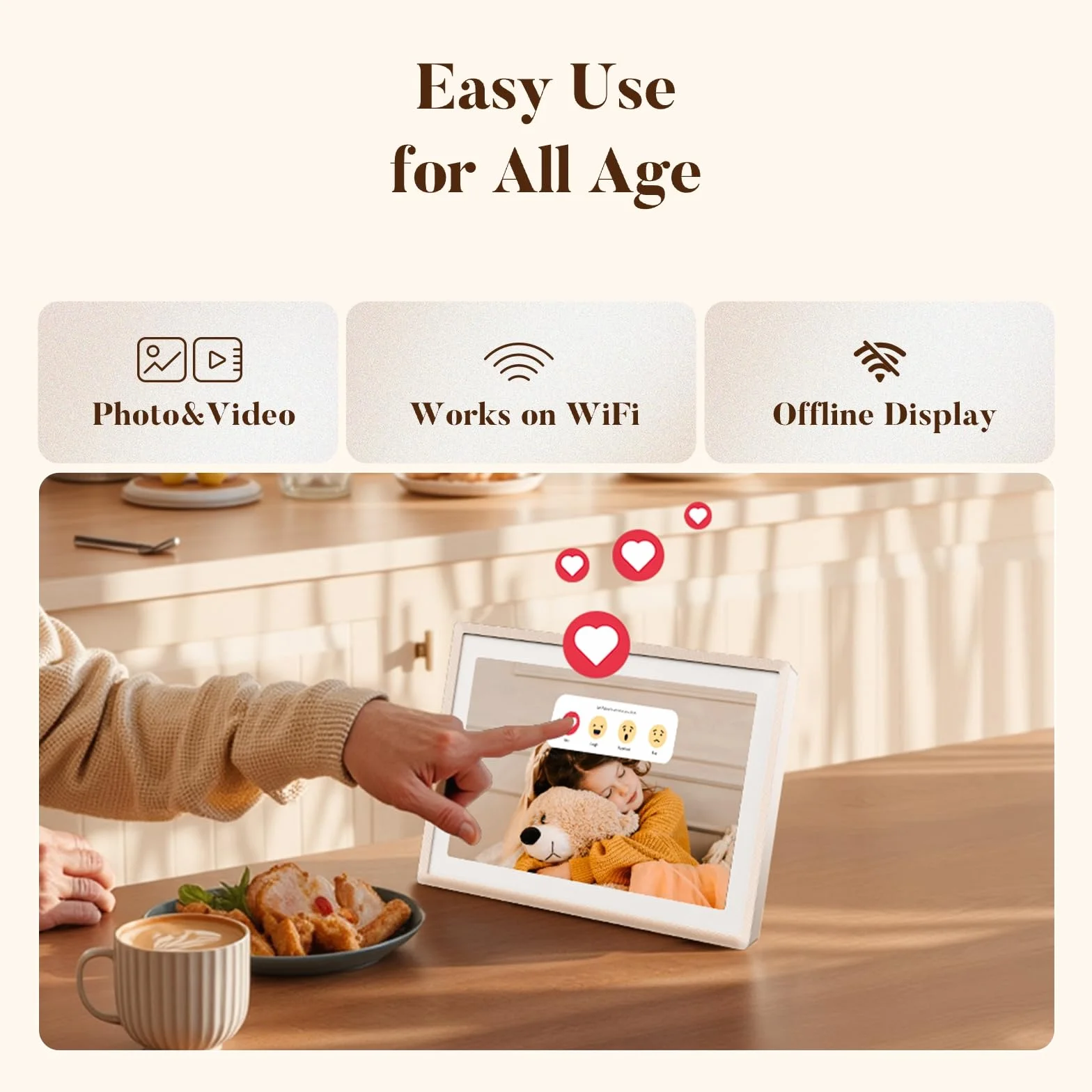 Pexar by Lexar 2K cyfrowa ramka 11-calowy ekran dotykowy IPS Wi-Fi 32 GB