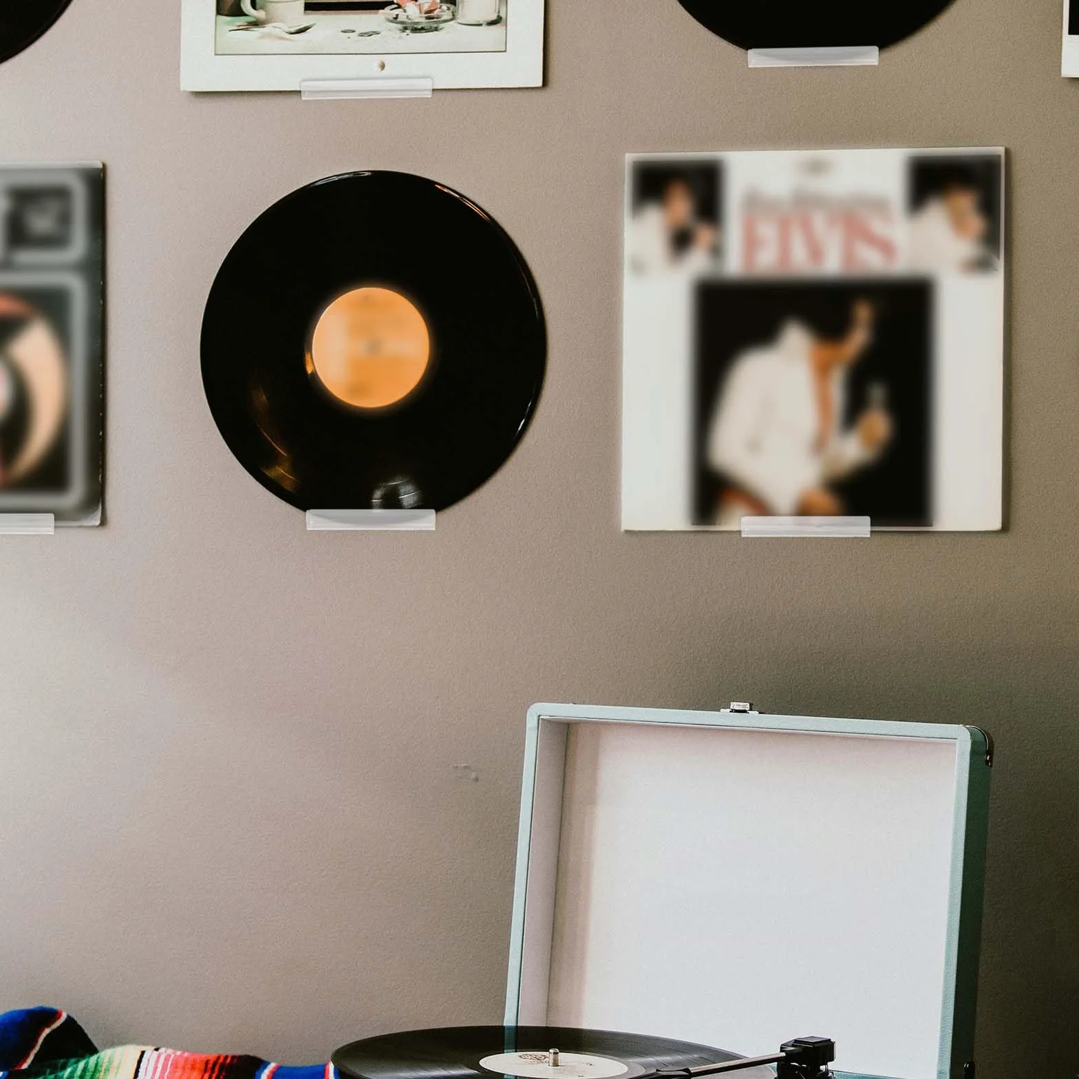6 Sztuk 17,8cm Stojak na Plyty Winylowe, Przezroczysty Akrylowy Stojak na Plyty Pólka na Plyty Uchwyt Scienny Przechowywanie Stojak Ekspozycyjny do Wyswietlania Sluchanie Plyt LP CD