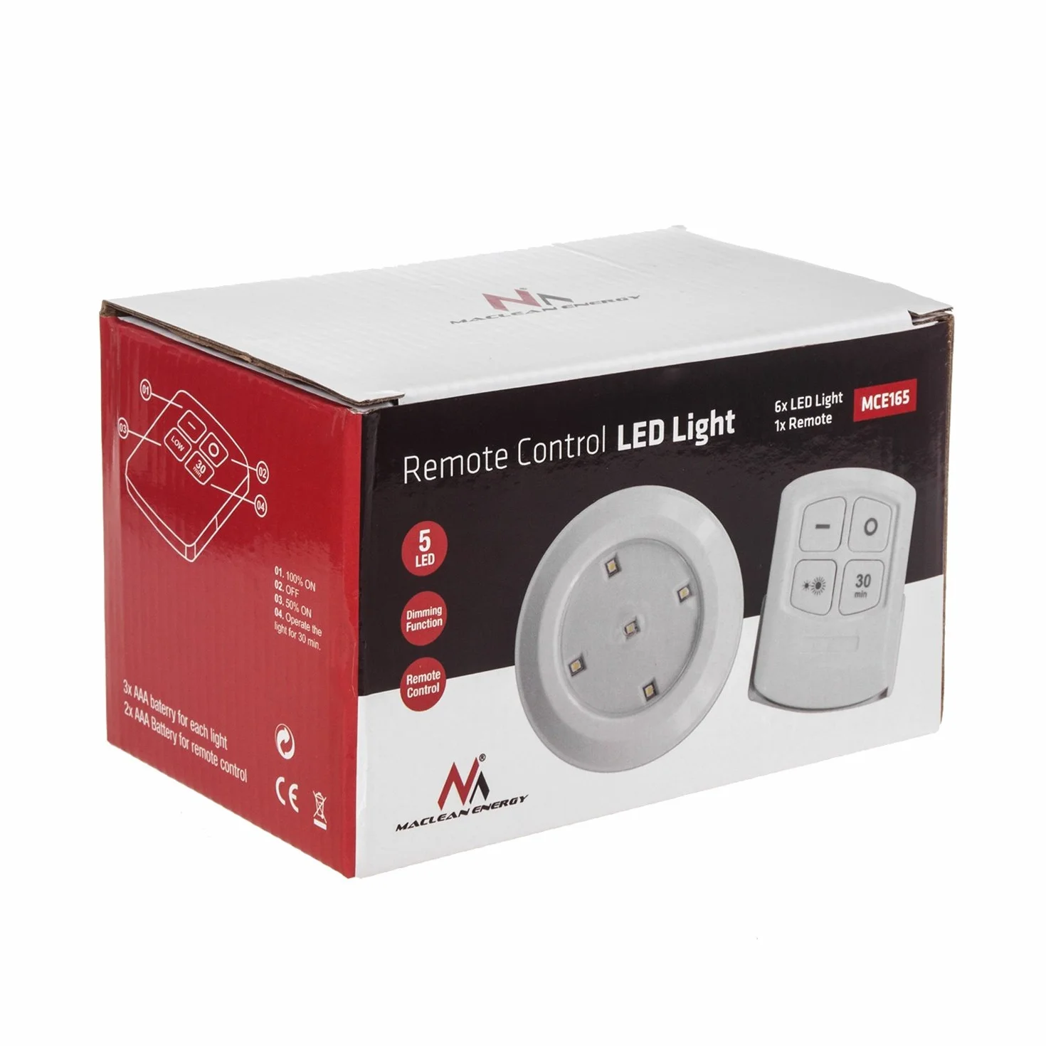 Maclean MCE165 LED pilot zdalnego sterowania pod szafką || zestaw 6 lampek || zasilanie bateryjne