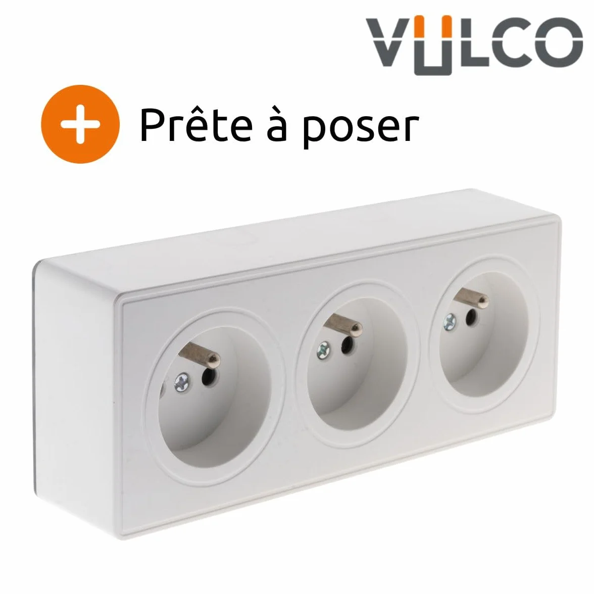 Potrójne białe gniazdo 2P+T 16A - seria Vulco - Zenitech