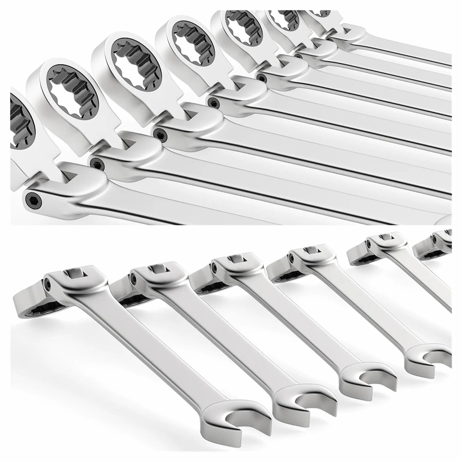 Zestaw Kluczy Zestaw Kluczy Płasko-oczkowych Z Grzechotką 6-23 Mm, Metryczny, Główka Elastyczna, Klucz Grzechotkowy, Stal Chromowo-wanadowa(12pcs)
