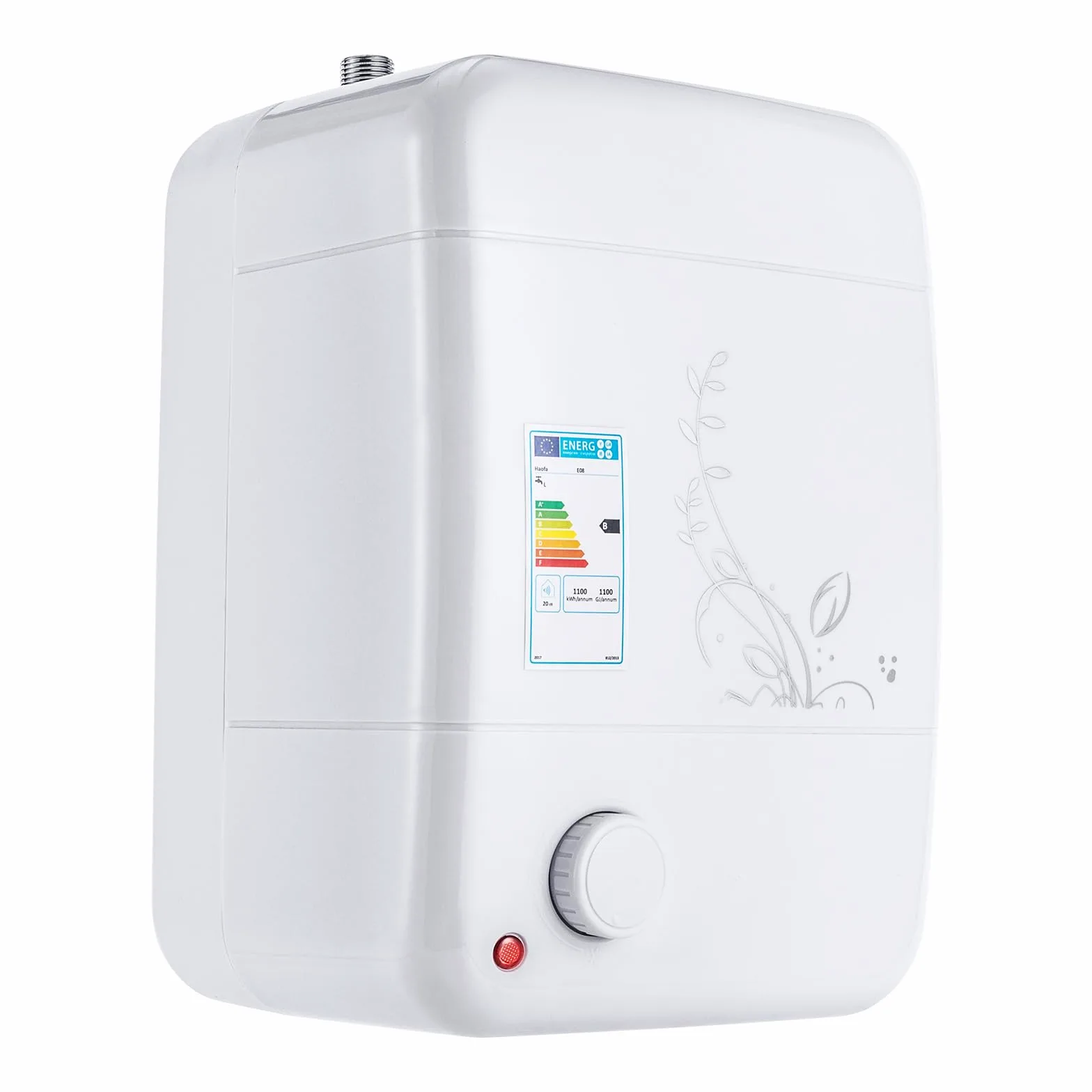 Zbiornik ciepłej wody 8 l, bojler dolny, 1500 W, mały, odporny na ciśnienie bojler ciepłej wody z funkcją Thermostop, bojler pod stół 30-65°C, regulowana temperatura do kuchni i łazienki, 23