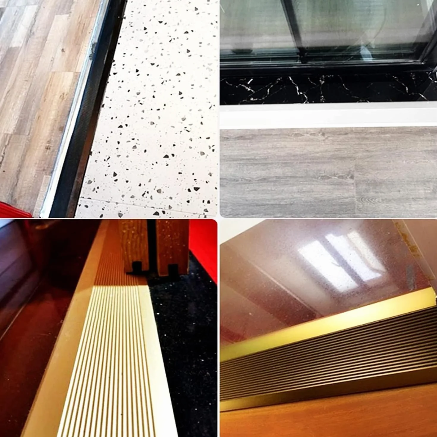 Progi aluminiowa listwa przejściowa do podłogi, bardzo szeroka 10 cm reduktor, rampa progowa, do drzwi laminowanych (złoty, 110 cm)