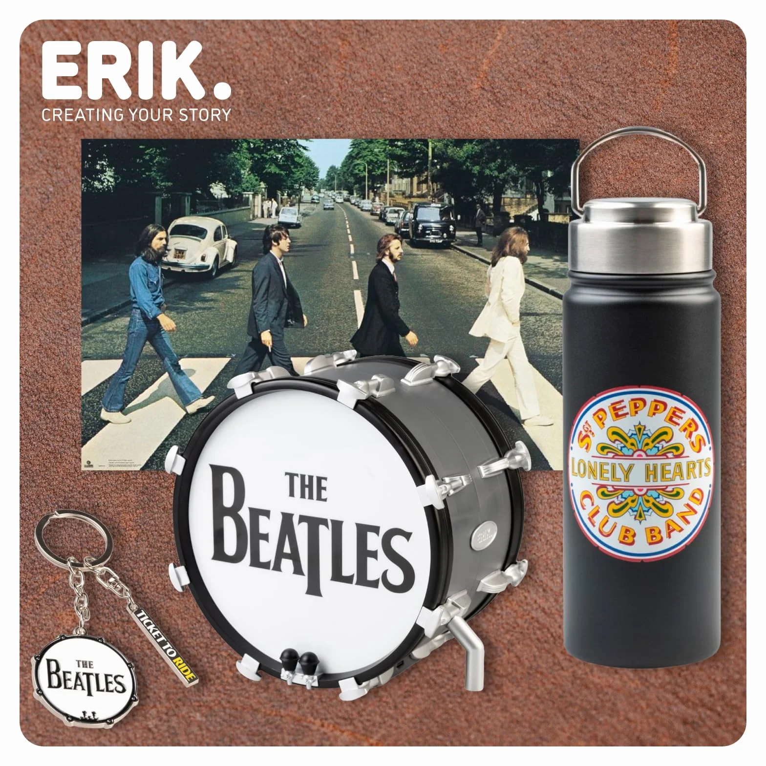 Grupo Erik Battery Lamp - The Beatles Gifts for Men & for Women | Desk Lamp Table, Mood Light, Gaming Light | Drum Music Gifts, Cool Room Decor, The Beatles Merchandise