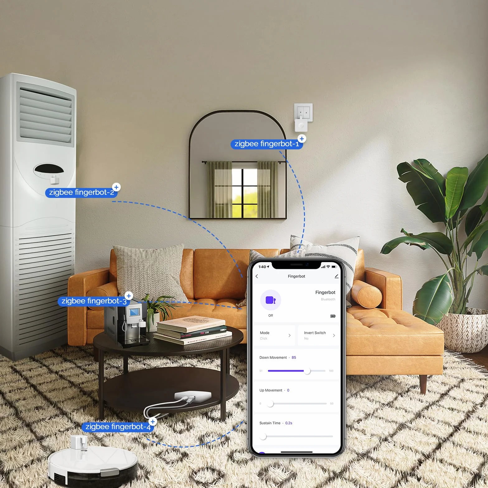 MOES ZigBee Fingerbot Plus Smart Switch Toggle-Smart Button Pusher Upgrade ze sterowaniem dotykowym, wymaga MOES Gateway do Alexa, Google Home i sterowania timerem