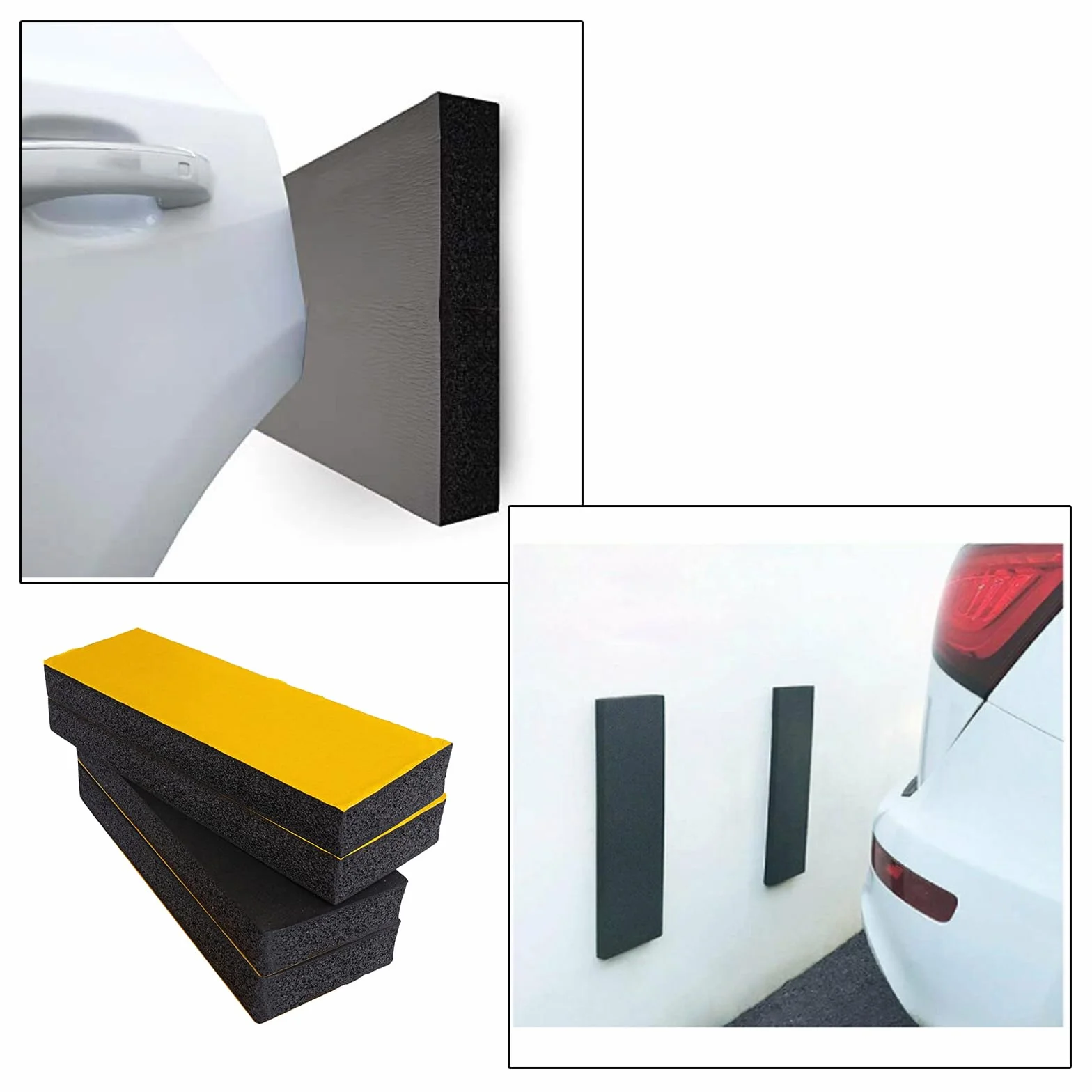 Samoprzylepna piankowa osłona parkingowa do drzwi samochodowych, odporna na zarysowania, kompatybilna ze ścianą garażową, 30 x 10 x 3 cm, 4 szt. (czarne)