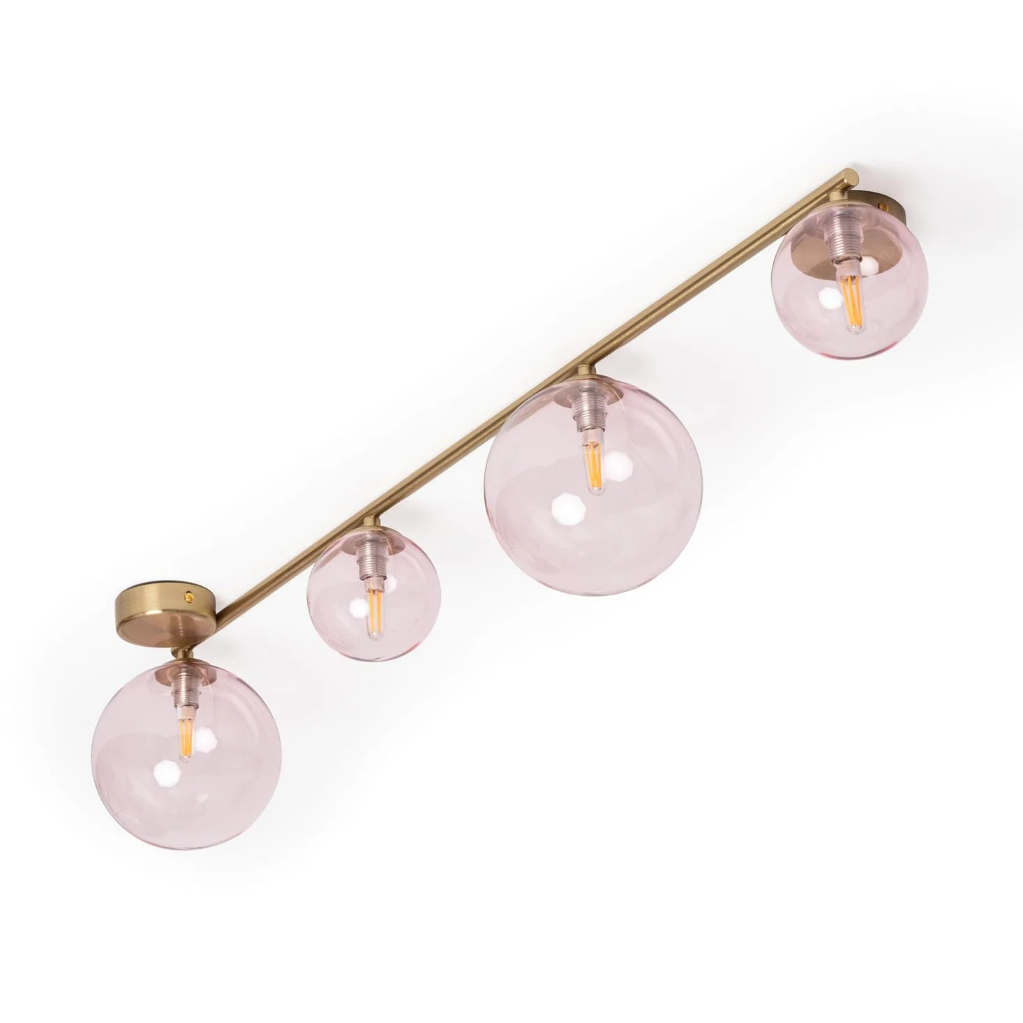 LEDKIA Lampa sufitowa z Metalu i Szkła Moonlight 4 Reflektory, Mosiężna. Ró | 4 obrotowe reflektory | Kompatybilne żarówki G9 | Spersonalizowana atmosfera | Elegancki design