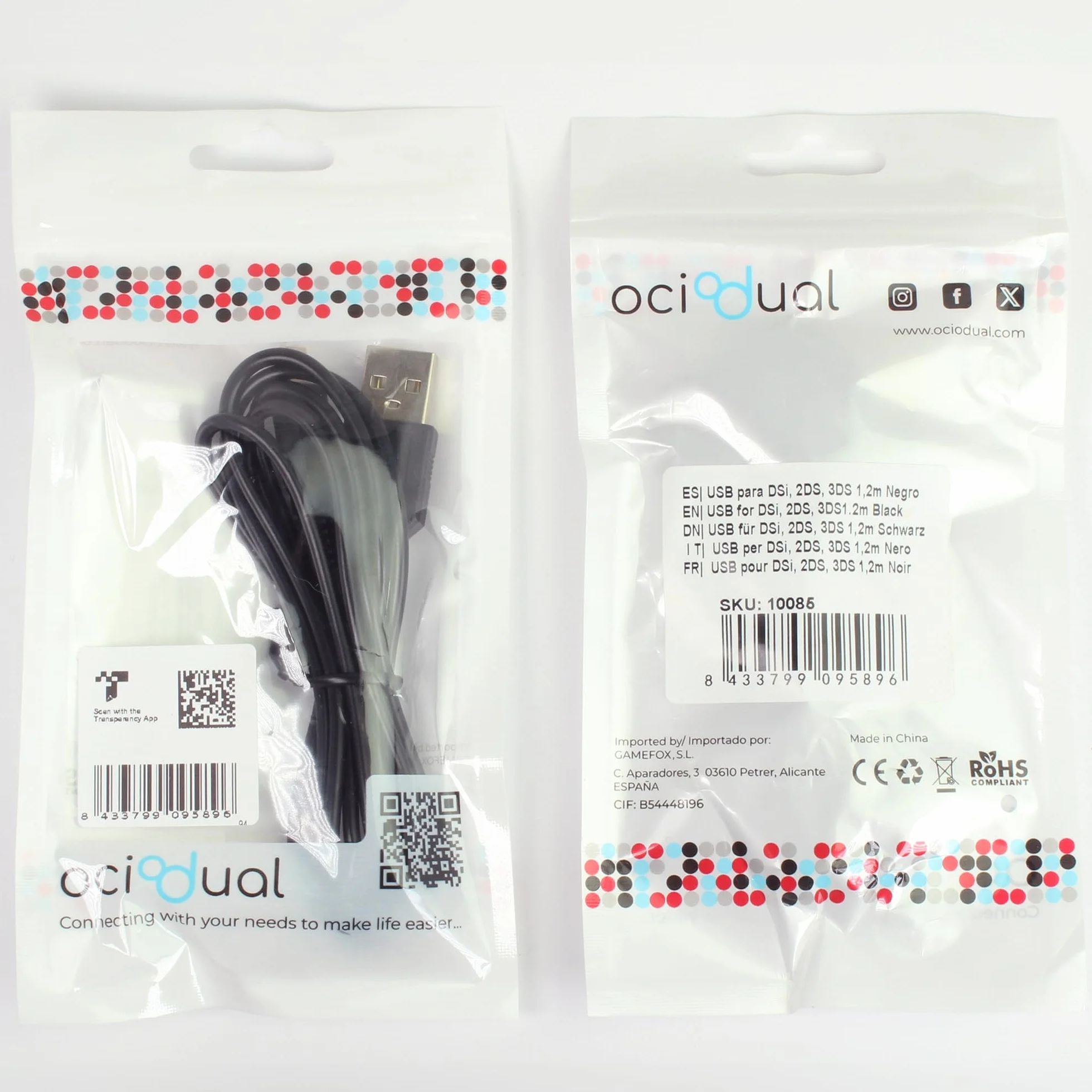 OcioDual Kabel do ładowania 3DS USB 1,2 m czarny