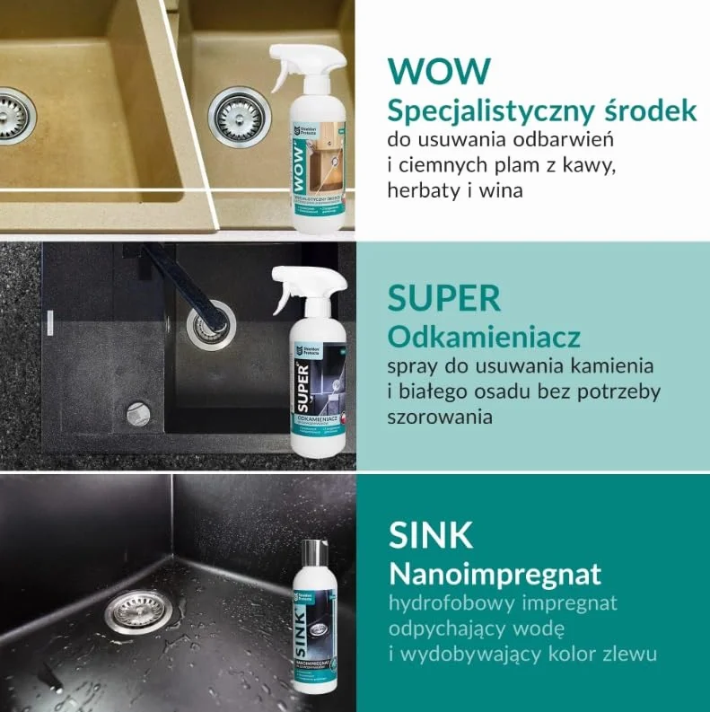 Zestaw do czyszczenia oraz impregnacji zlewozmywaków granitowych Shieldon Wow Super Sink