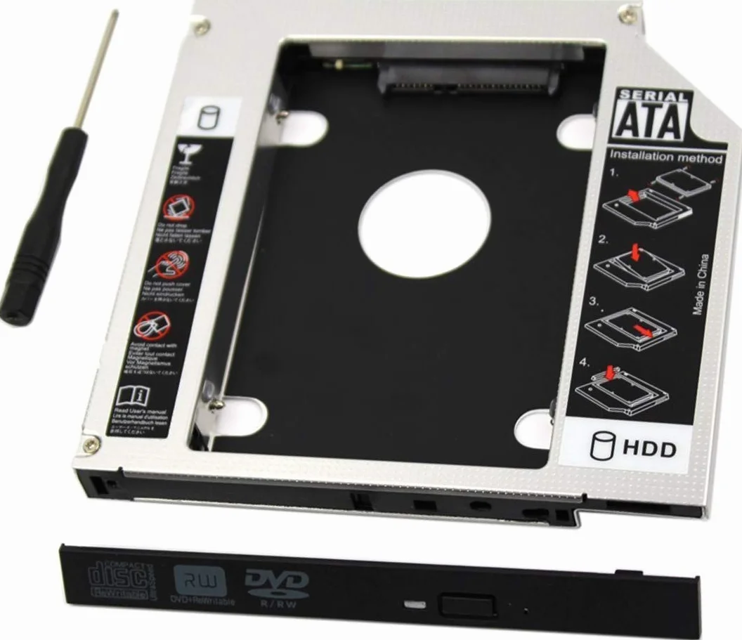 Uniwersalny dysk twardy 9,5 mm SATA na SATA 2nd SSD HDD Caddy Adapter Taca Obudowy kompatybilne z Dell HP Lenovo ThinkPad ACER Gateway ASUS Sony Samsung MSI Laptop