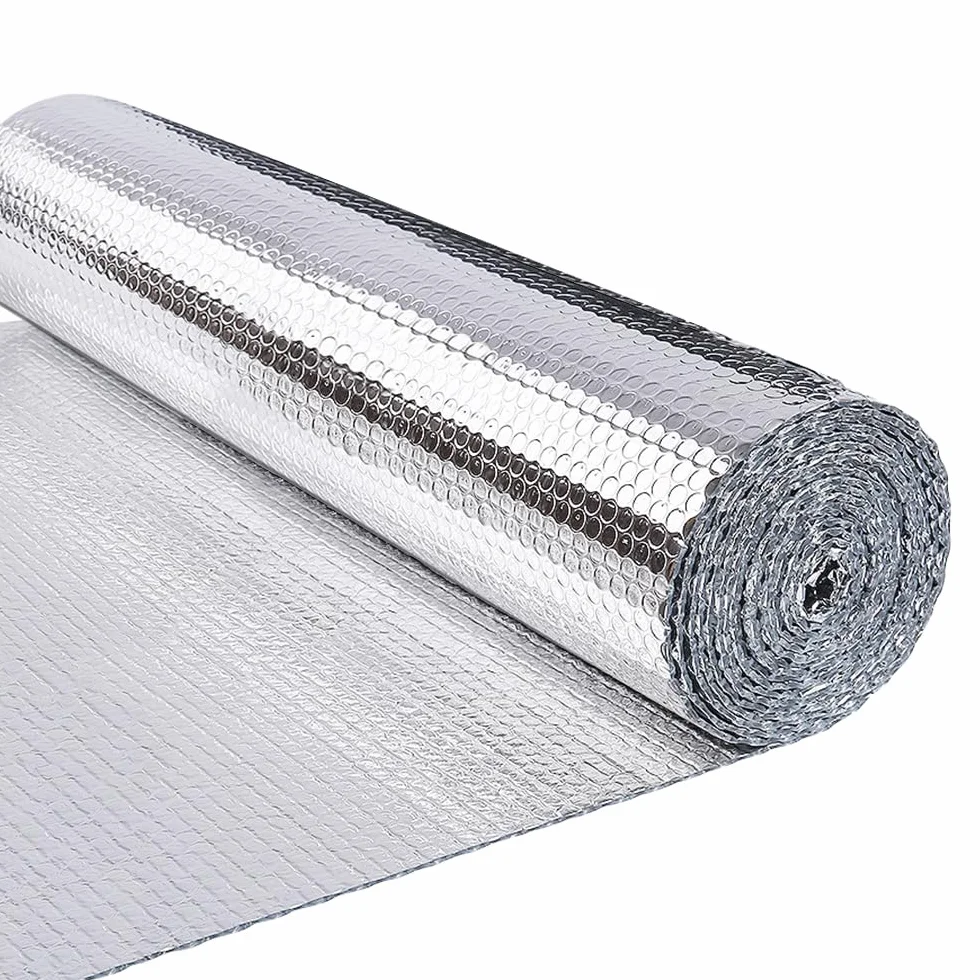 VOUNOT Izolacja Termiczna z Folii Aluminiowanej z Bąbelkami Dwustronnie 3 mm Odporna do Reflektora Chłodnicy Ciepła i Ochrony Przed Zimnem, Idealna do Okna, Samochodu, Chłodnicy 1 x 20M