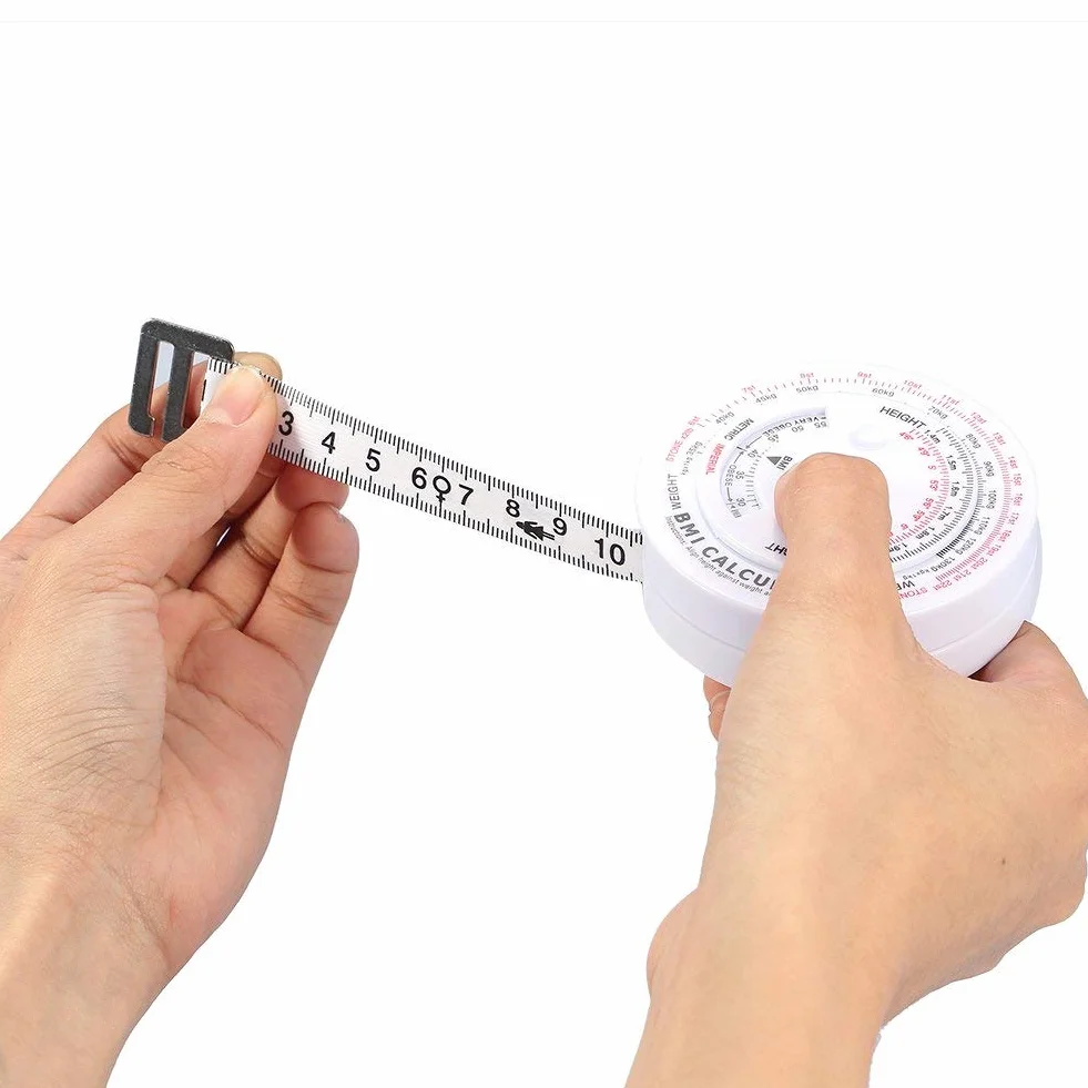 Sonew 741870227189 taśma miernicza 150 cm, chowana taśma miernicza BMI z kalkulatorem diety i odchudzania, biała, PCW + włókno szklane, 741870227189