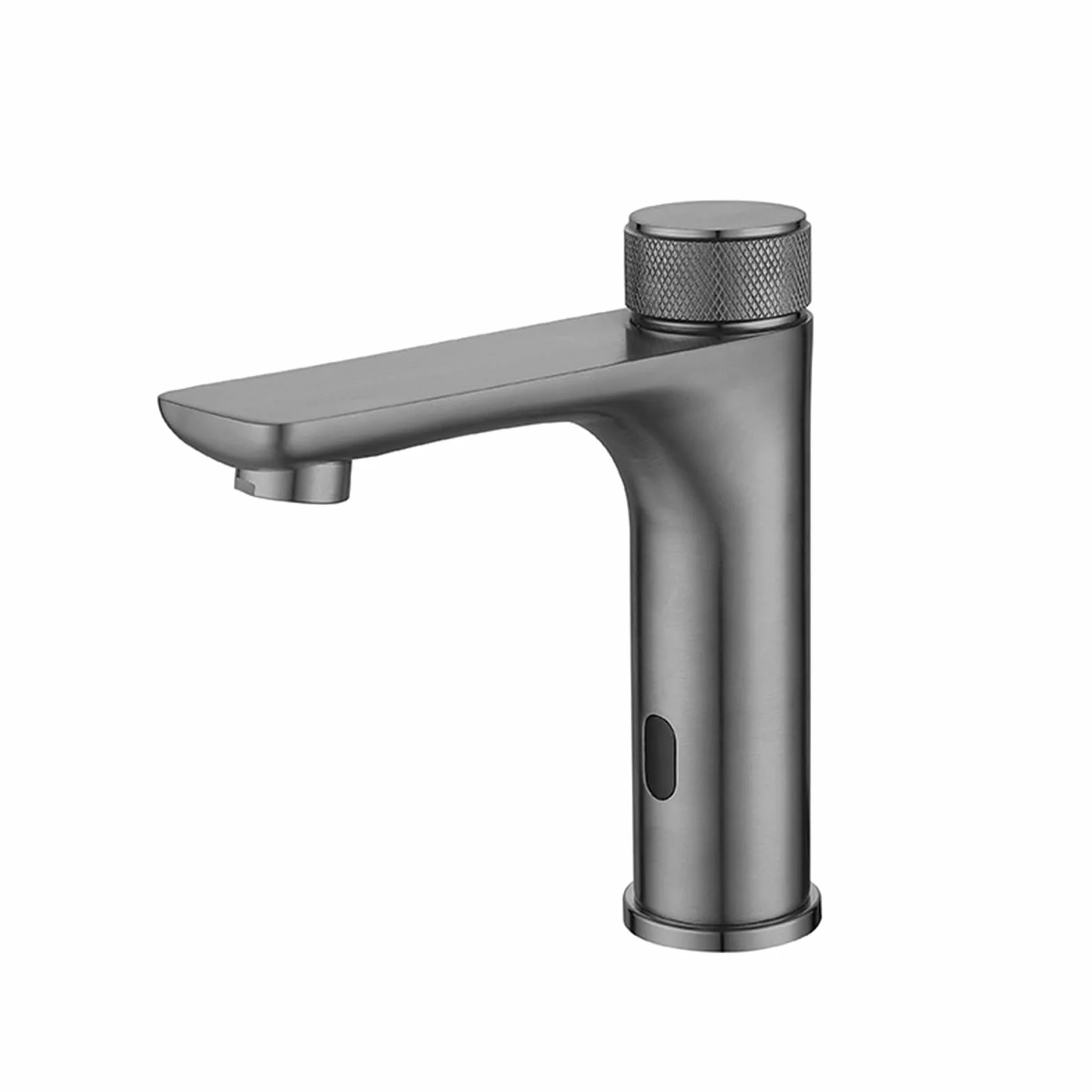 Automatyczny kran na podczerwień ciepła i zimna woda kran do zlewu bezdotykowy Lavabo bateria umywalkowa szara bateria łazienkowa do użytku bez użycia rąk nowoczesny design łatwa instalacja