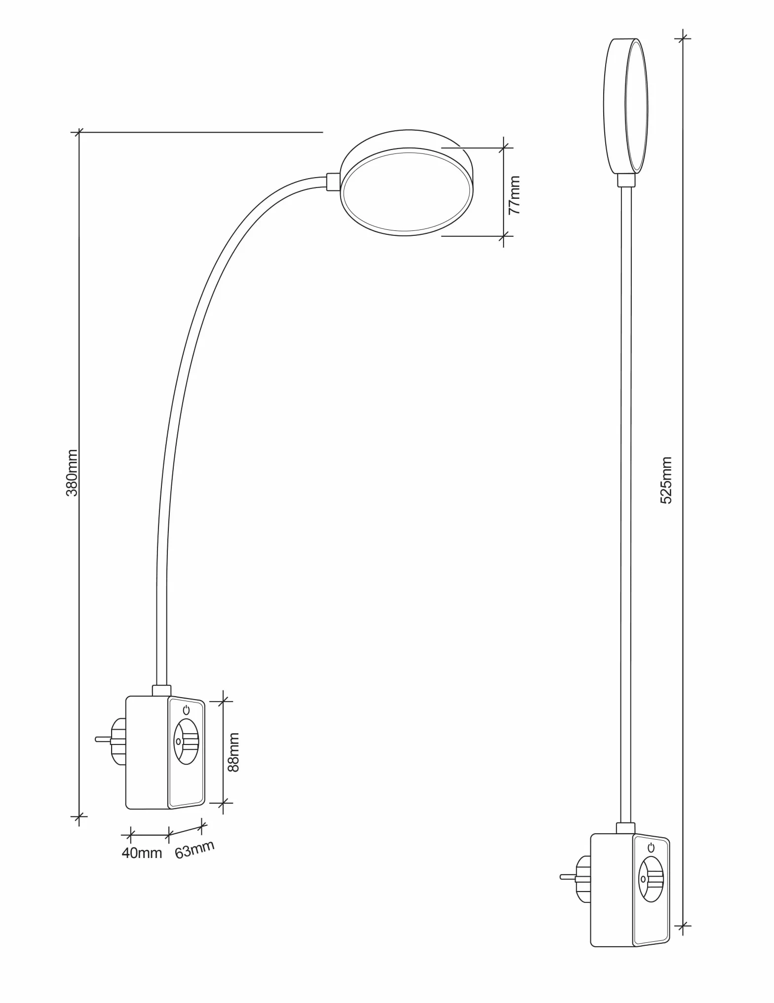 SEBSON Lampa LED o zmiennym gniazdku, lampka do czytania i gniazdko elektryczne ze złączem USB-C, elastyczna gęsia szyja, neutralna biel, 4000 K, lampka nocna, 4,5 W, czarna