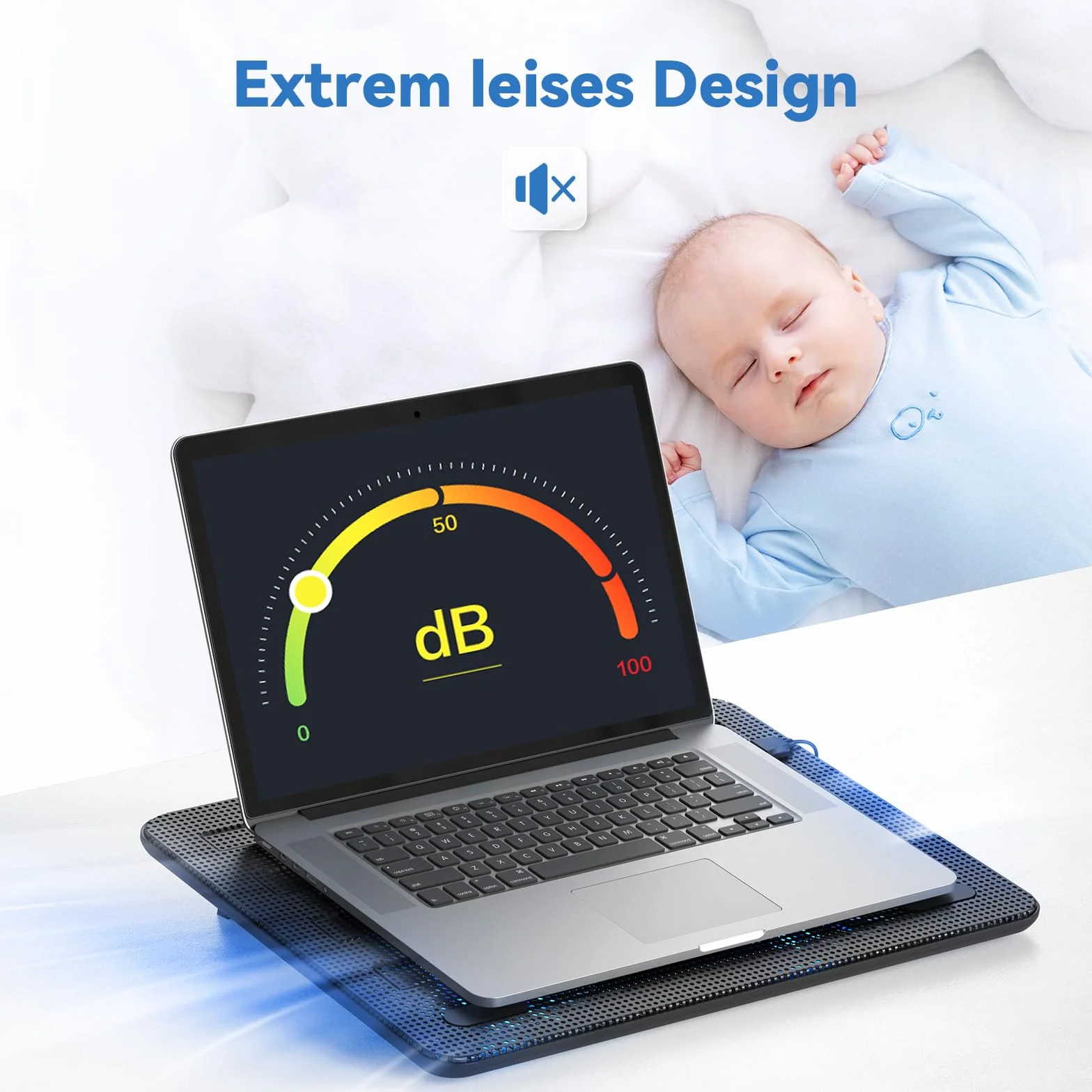 TECKNET Podkładki chłodzące do laptopa 12-17 cali, chłodzenie laptopa i notebooka, podstawka chłodząca, 2 porty USB, 3 wentylatory z diodami LED