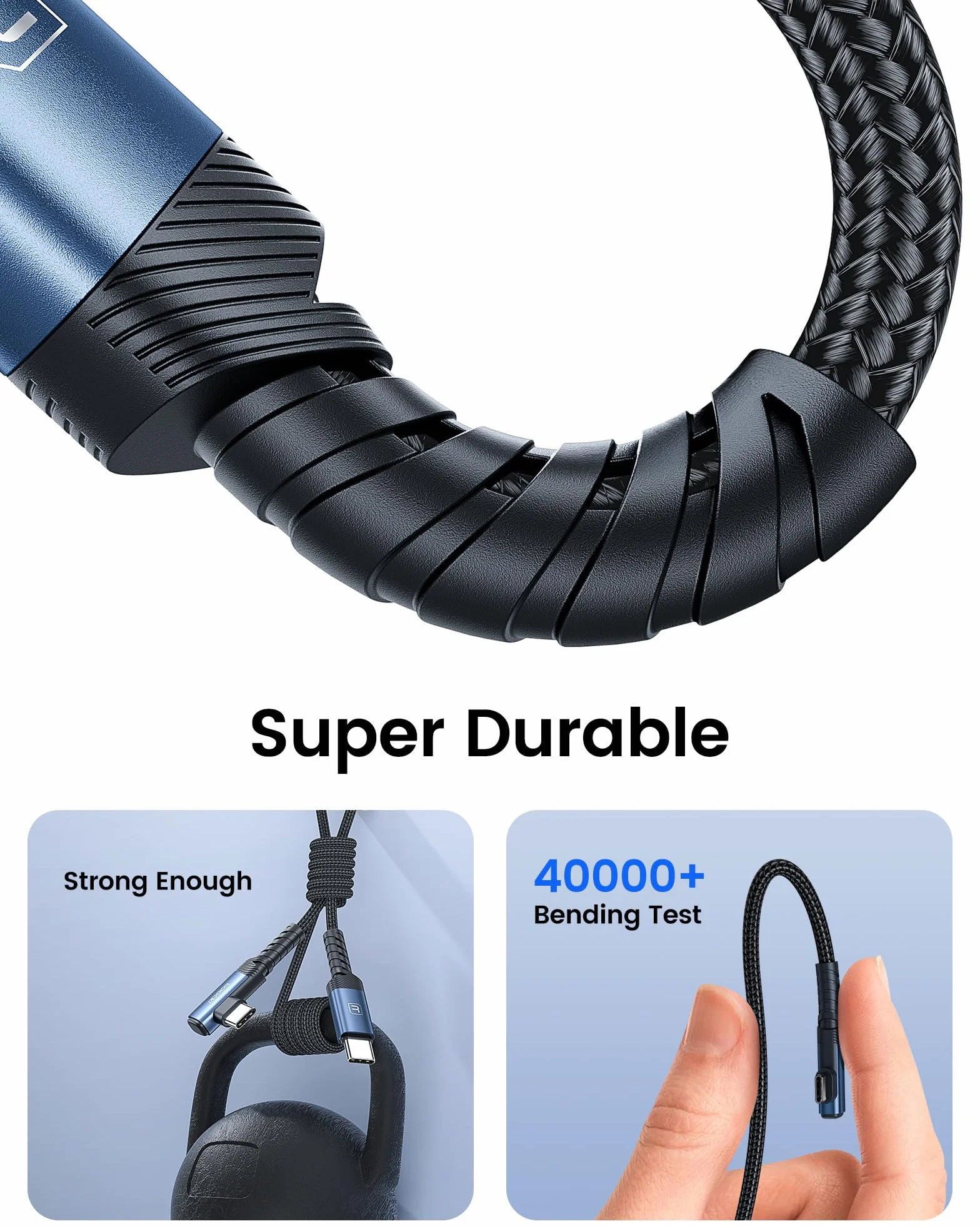 toocki Kabel USB C do USB C kątowy 60W, wytrzymały nylonowy pleciony kabel USB do ładowania, kompatybilny z iPhone 15 Plus Pro Max, MacBook Pro, iPad, Galaxy S24 Plus (2M+2M)
