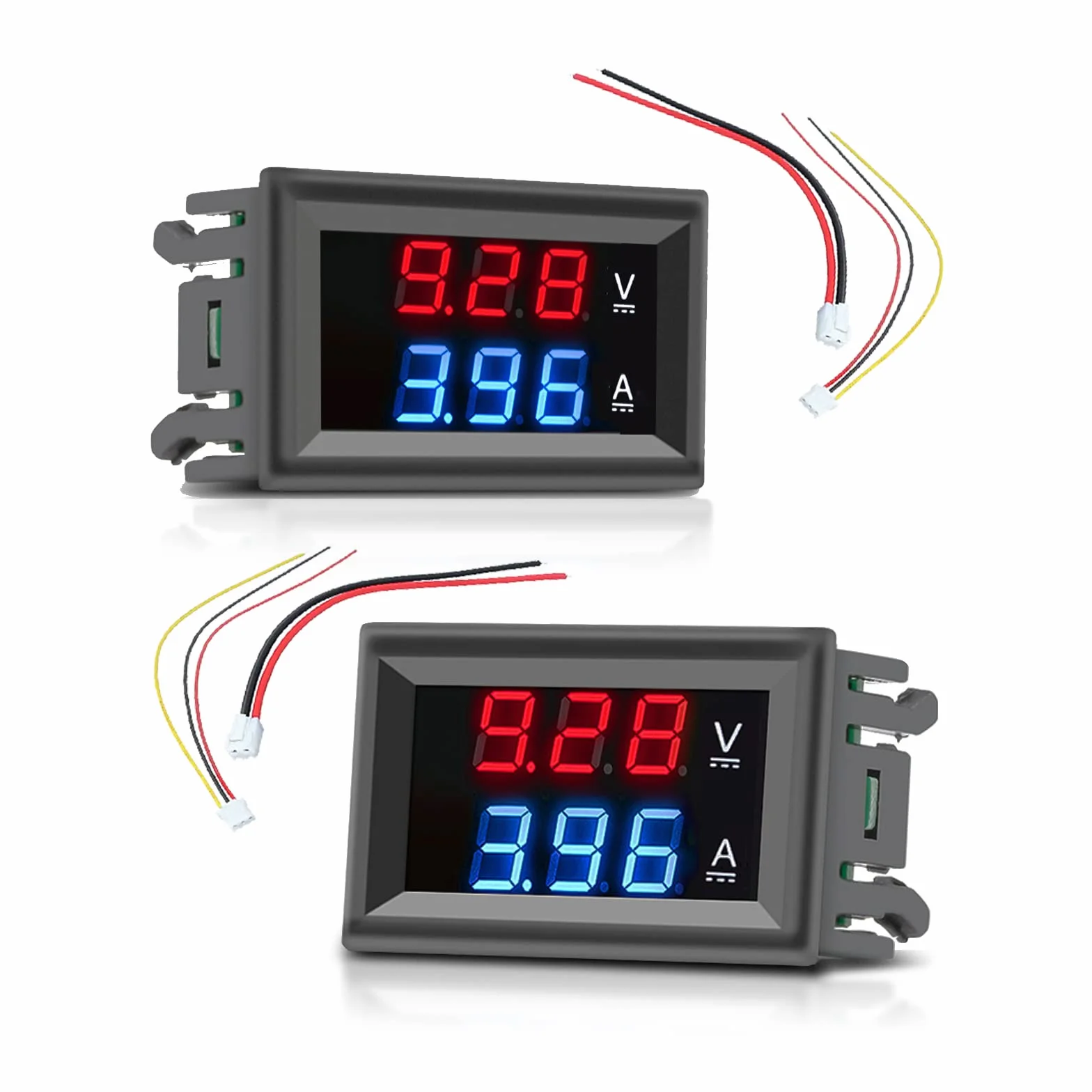 diymore Woltomierz cyfrowy amperomierz 2 szt. DC 100 V 10 A LED woltomierz prądu miernik woltowego wzmacniacz niebieski + czerwony podwójny kolorowy wyświetlacz multimetr miernik natężenia prądu woltowego wzmacniacz panel miernika