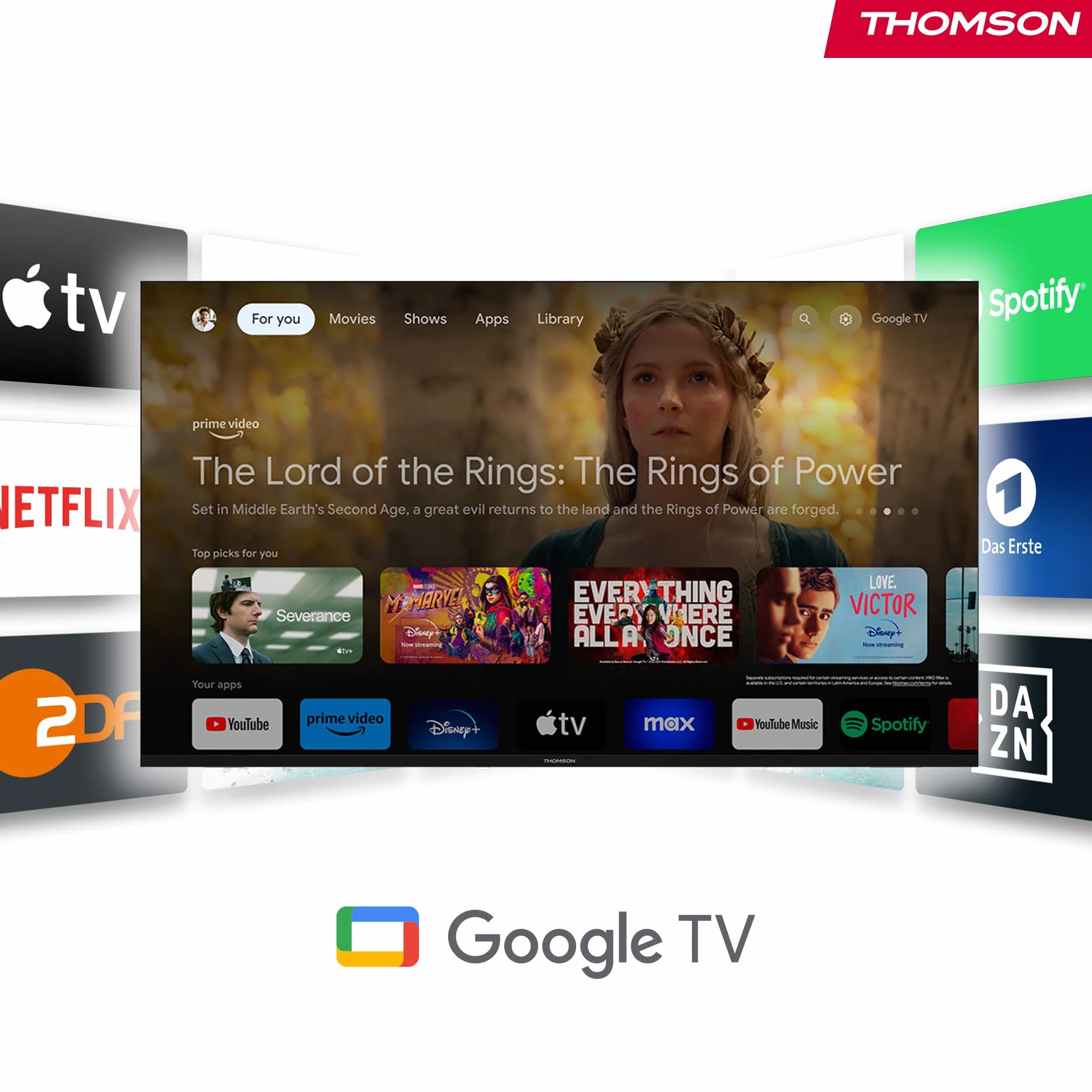 Thomson Go Cast 152 Przystawka Streamingowa 4K UHD Google TV, Sterowanie Głosowe, Dolby Atmos, HDR10, 32 GB