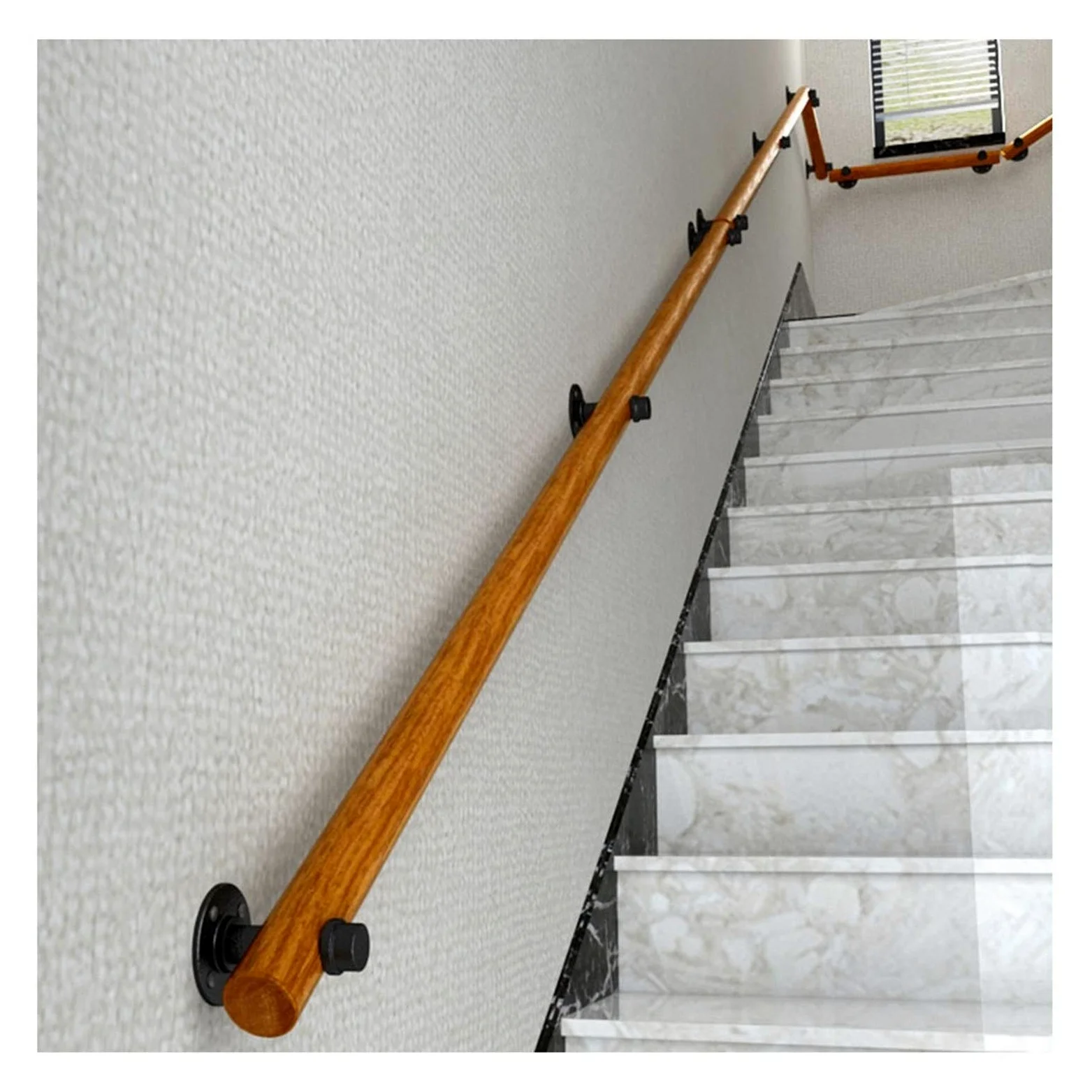 Fushou 50-230 cm, d poręcz na schody, sosna zestaw poręczy schodów. Gruby antypoślizgowy wewnątrz na ścianie starego mężczyzny zabezpieczenie przed dziećmi pręt Wuzming (rozmiar: 110 cm)
