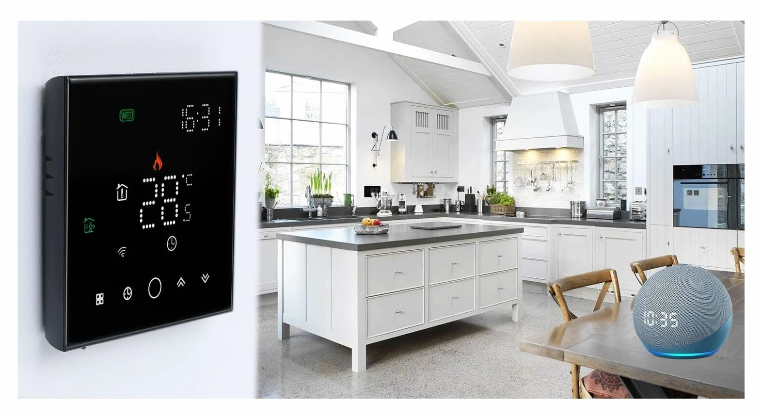 Termostat WiFi Inteligentny dotyk Ciepła podłoga Regulator temperatury Elektryczne ogrzewanie podłogowe Kocioł gazowy APP Zdalne sterowanie OszczęDza Energię I Koszty Ogrzewania(No wifi black GA)