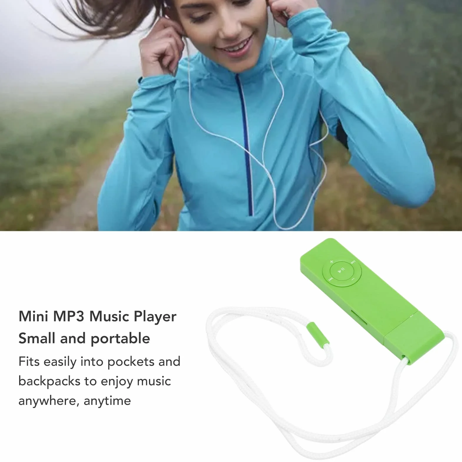 Mini Odtwarzacz Muzyczny, Przenośny Bezstratny HIFI MP3 ze Słuchawkami, 180mAh Student Obsługa Karty Pamięci 64G, do Pracy Studyjnej Sportowej (Zielony)
