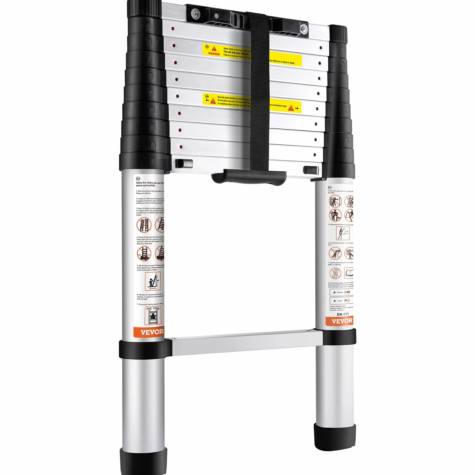 VEVOR Aluminiowa drabina teleskopowa 320 cm 170 kg składana przenośna