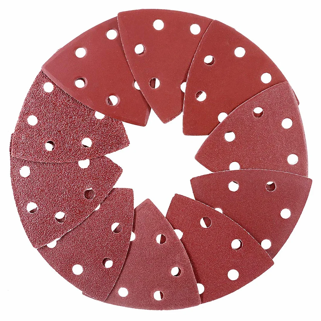 Glarks 50 sztuk 90 mm / 3,5 cala trójkątna mysz szczegółowa szlifierka papier ścierny hak i pętla różne 40/60/80/120/180/240/400/600/800/1000 ziarnistość do losowej szlifierki oscylnej (6 otworów)
