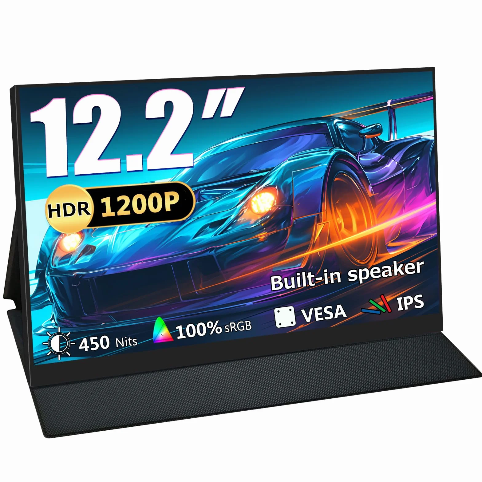 Portable Monitor 12,2 Zoll, 60 Hz 1200P 100% sRGB USB-C,Mini-HDMI,with VESA Tragbarer Ultra Slim Portable Laptop Monitor for Office Game
