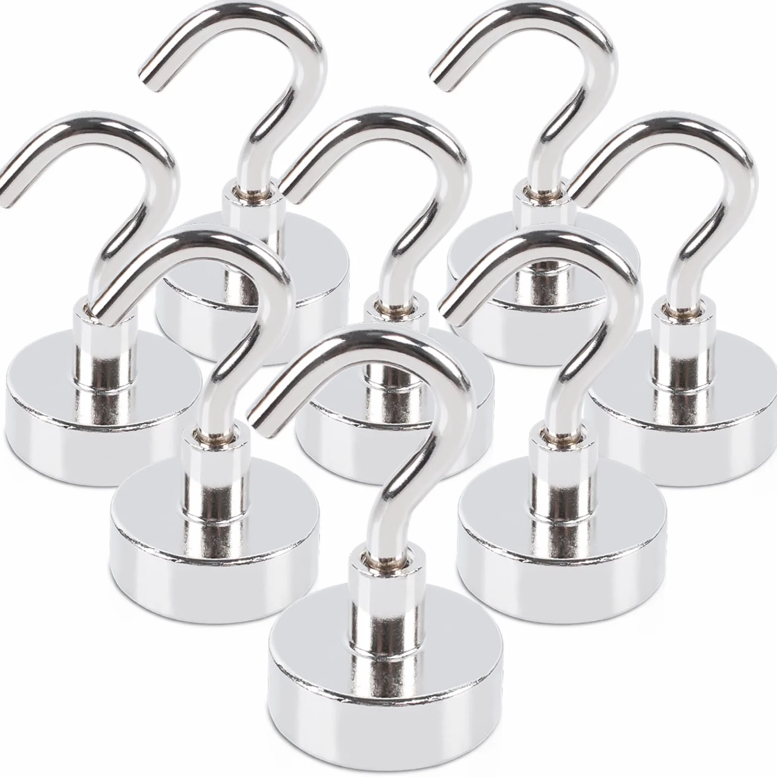 FPMYB 8 sztuk ekstra mocnych hakó magnetycznych o udźwigu 15 kg, magnesy neodymowe 20 mm, bez wykrawania, do drzwi żelaznych, lodówek, kuchni, grilla BBQ, wieszaków, szafy, robótek ręcznych, biura