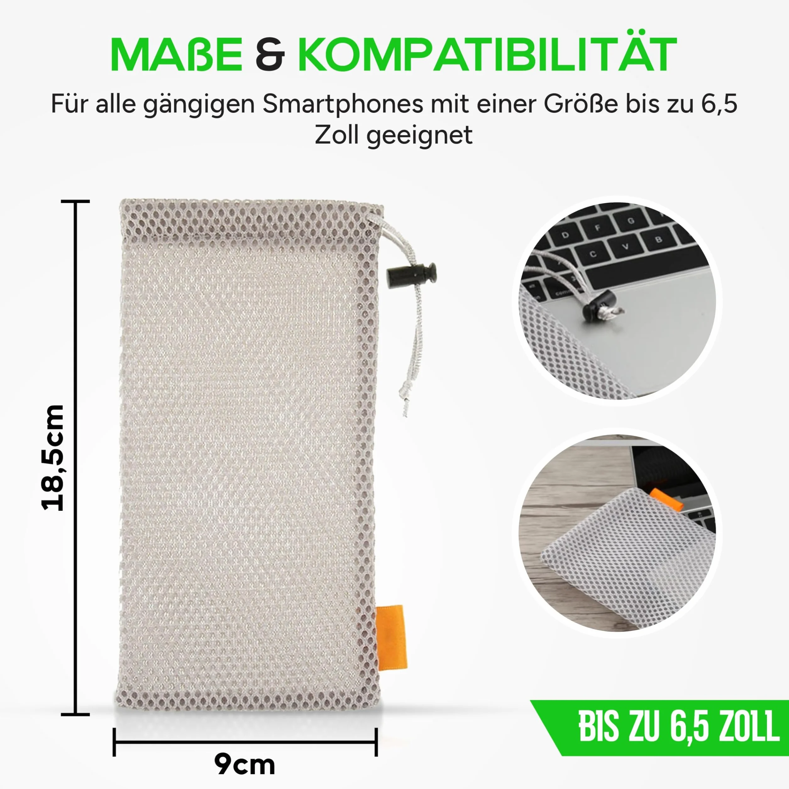 Uniwersalne etui na telefon komórkowy nylonowa siatka 18 x 5 x 9 cm do 6,5 cala