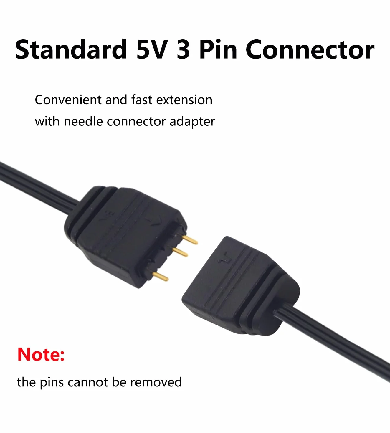 ARGB kabel rozdzielający, 5 V, 1 gniazdo na 2 gniazda, 3 piny, kabel przedłużający, do wentylatorów ARGB i innych serii LED, 3 sztuki (1 do 2)