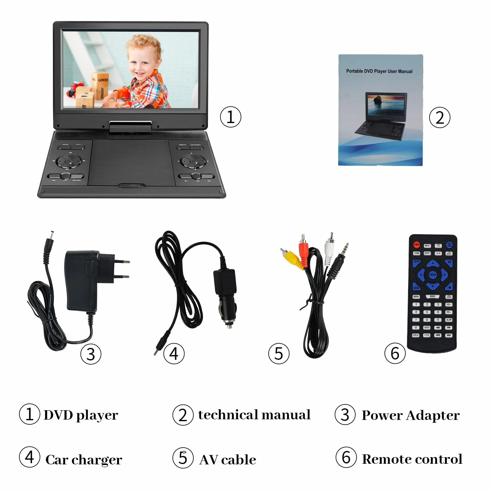 YOOHOO przenośny odtwarzacz DVD 14.9 cala 12.1 cala wyświetlacz HD akumulator USB SD AV