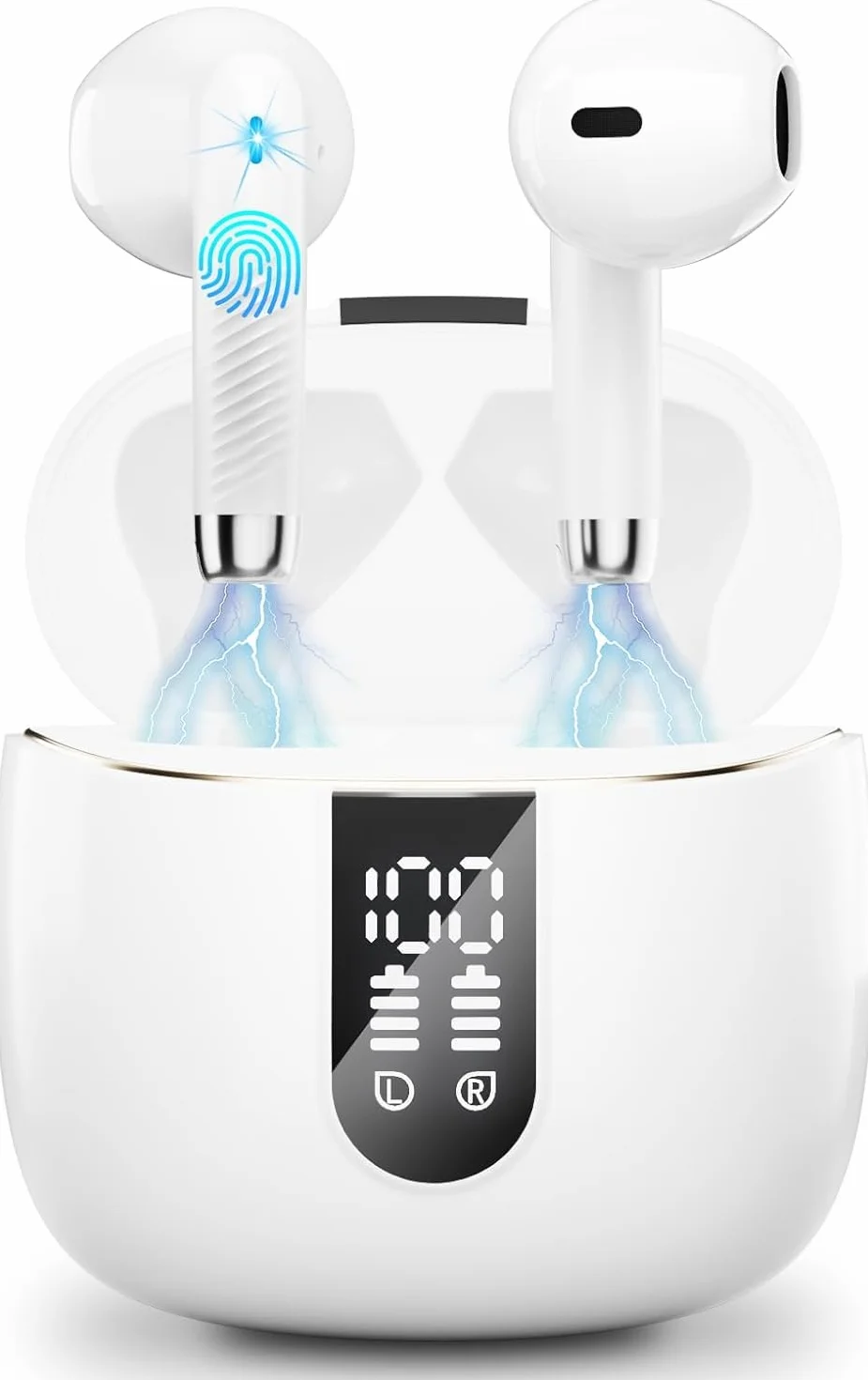 Słuchawki bezprzewodowe Bluetooth 5.3 douszne z ENC, 48h, wyświetlacz LED