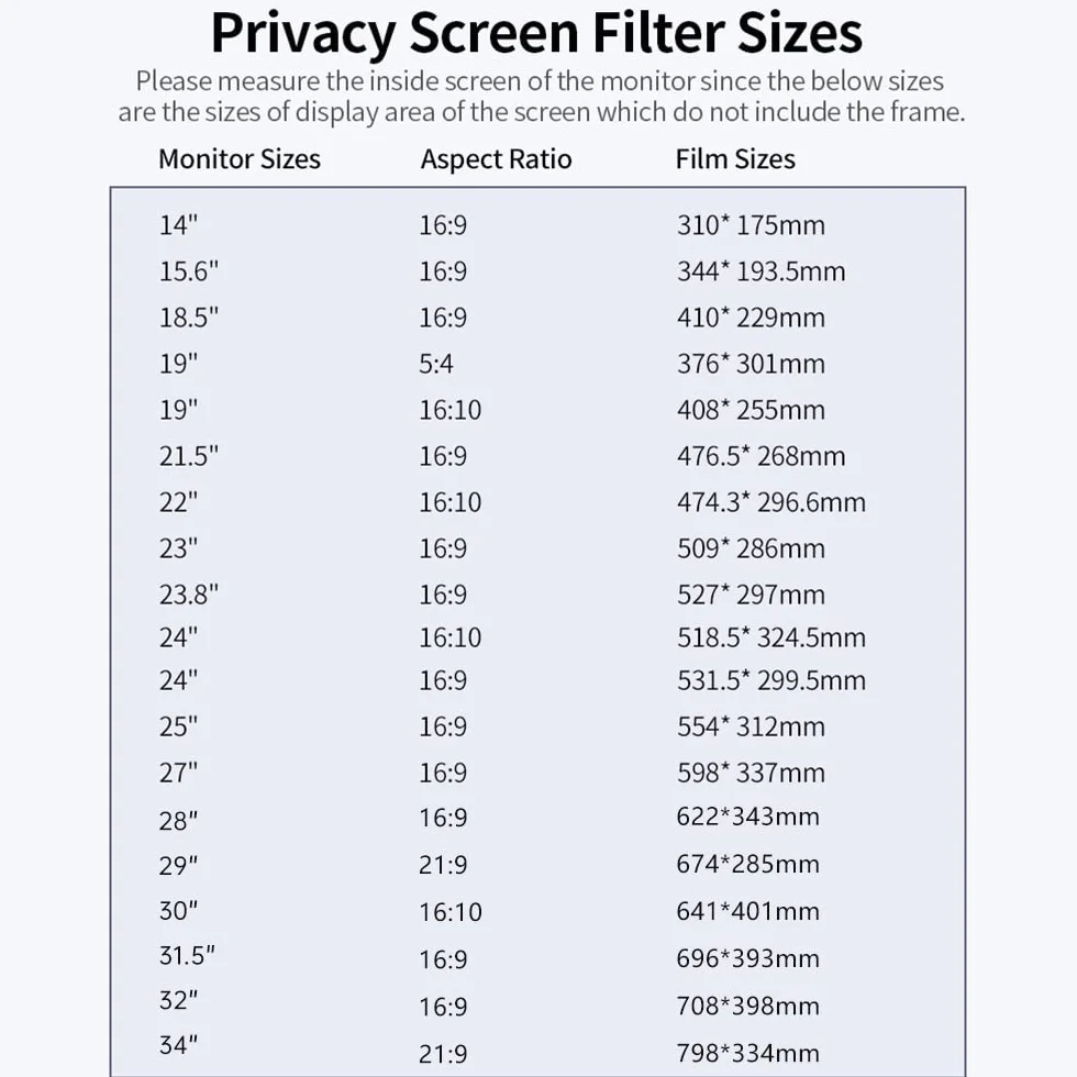 Filtr prywatyzujący, odwracalny, o wysokiej przepuszczalności, niewidoczny 30°, antyrefleksyjny film do monitora 24" o proporcjach 16:10, ochraniacz ekranu biurka