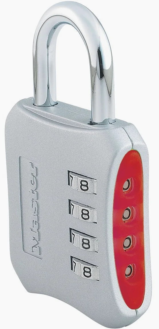 Master Lock 653D zestaw – połączenie 5-centymetrowa kłódka, 4 kolory mogą się różnić, 4-pak