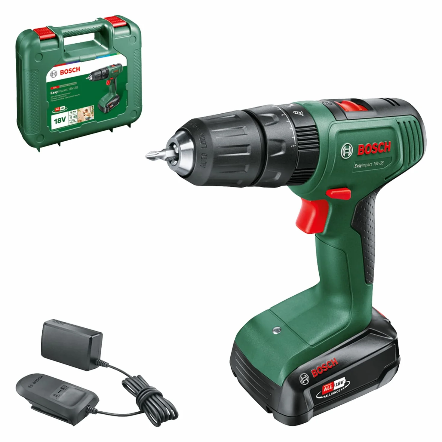 Bosch EasyImpact 18V-38 Wiertarka Udarowa 18V Czarny/Zielony