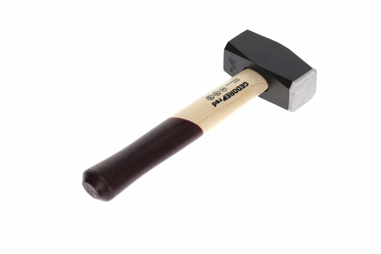 GEDORE Red Rękawiczki z drewnianym uchwytem, waga głowy 1000 g, młotek z trzonkiem jesionowym, narzędzie, kute, klin pierścieniowy, R92200040