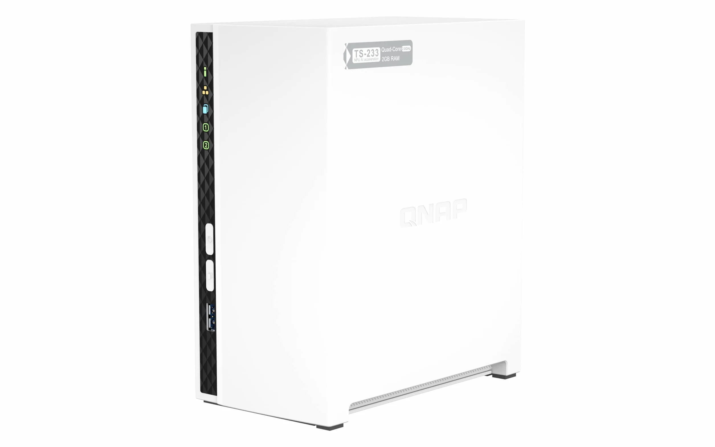 QNAP TS-233 2-bay Desktop NAS Enclosure Quad core processor,White, 2GB RAM - 2.0GHz