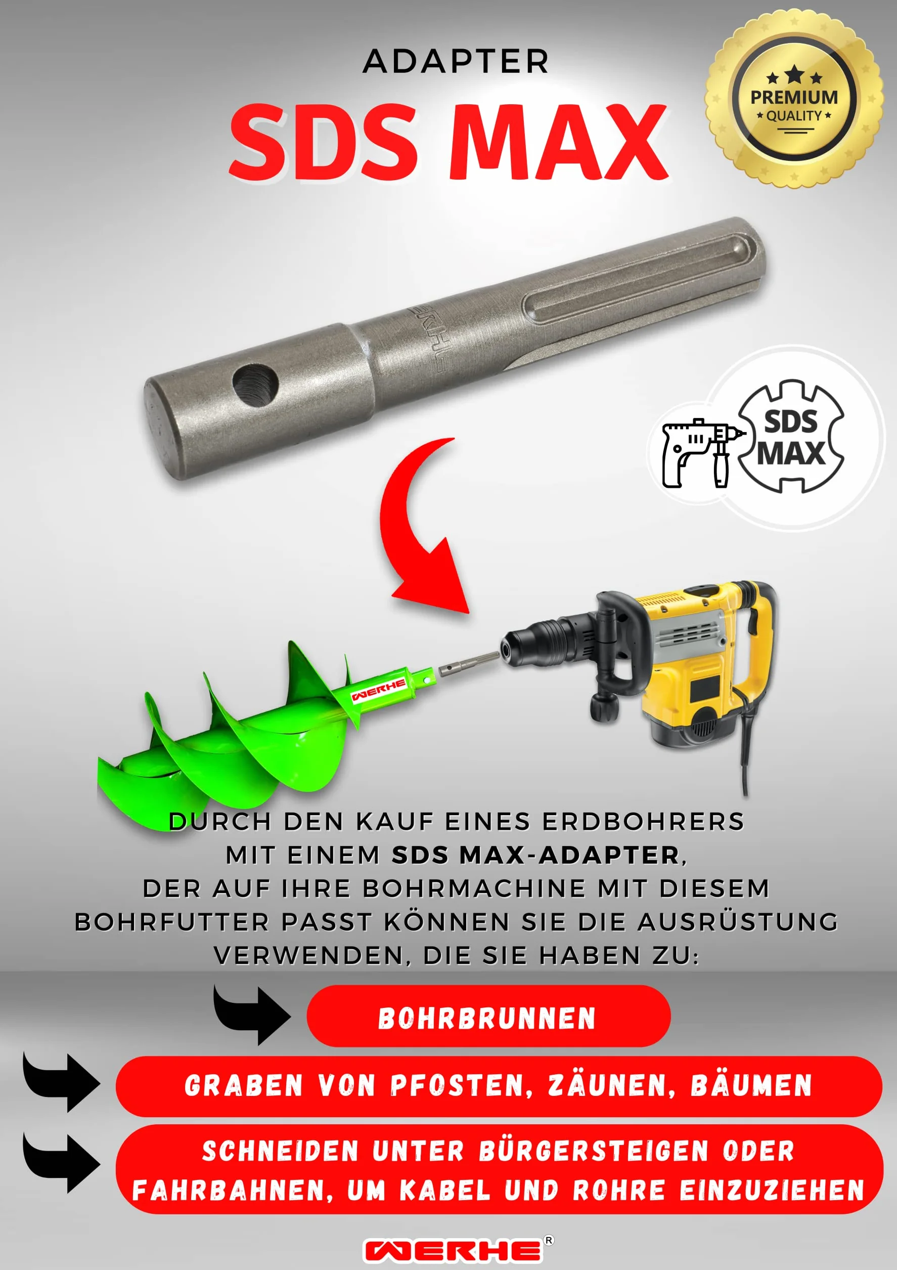 Profesjonalny adapter do wiertarki ziemnej pasujący do wiertarki SDS MAX wiertarki akumulatorowej młot udarowo-obrotowy wiertło do palu