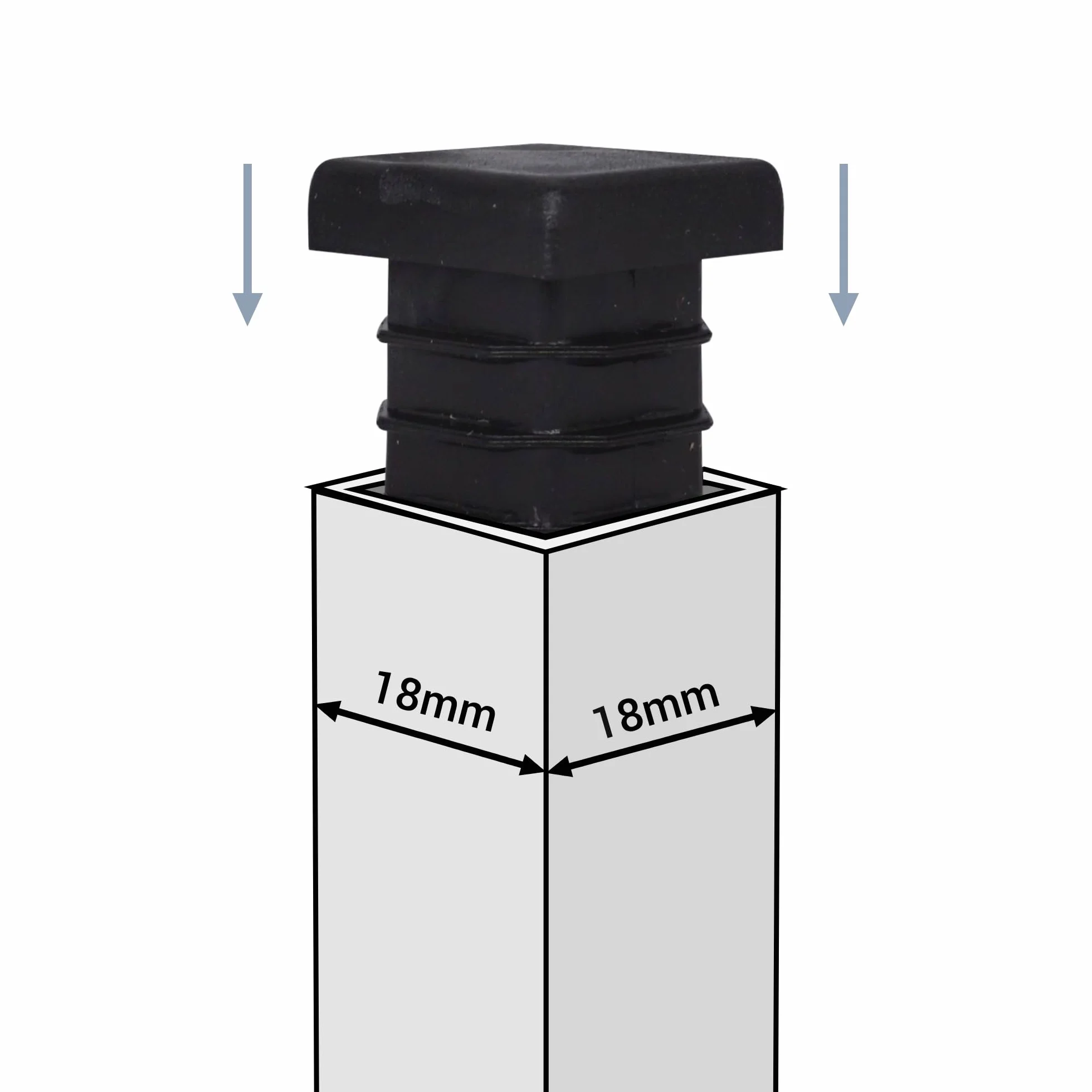 SKIR'CO (40 Szt.) Zatyczki Plastikowe Kwadratowe 18 x 18 mm, Zaślepki Rur Matowych, Wkładki Rur Kwadratowych, Zatyczki Słupków Ogrodzeniowych, Czarny RAL 9005